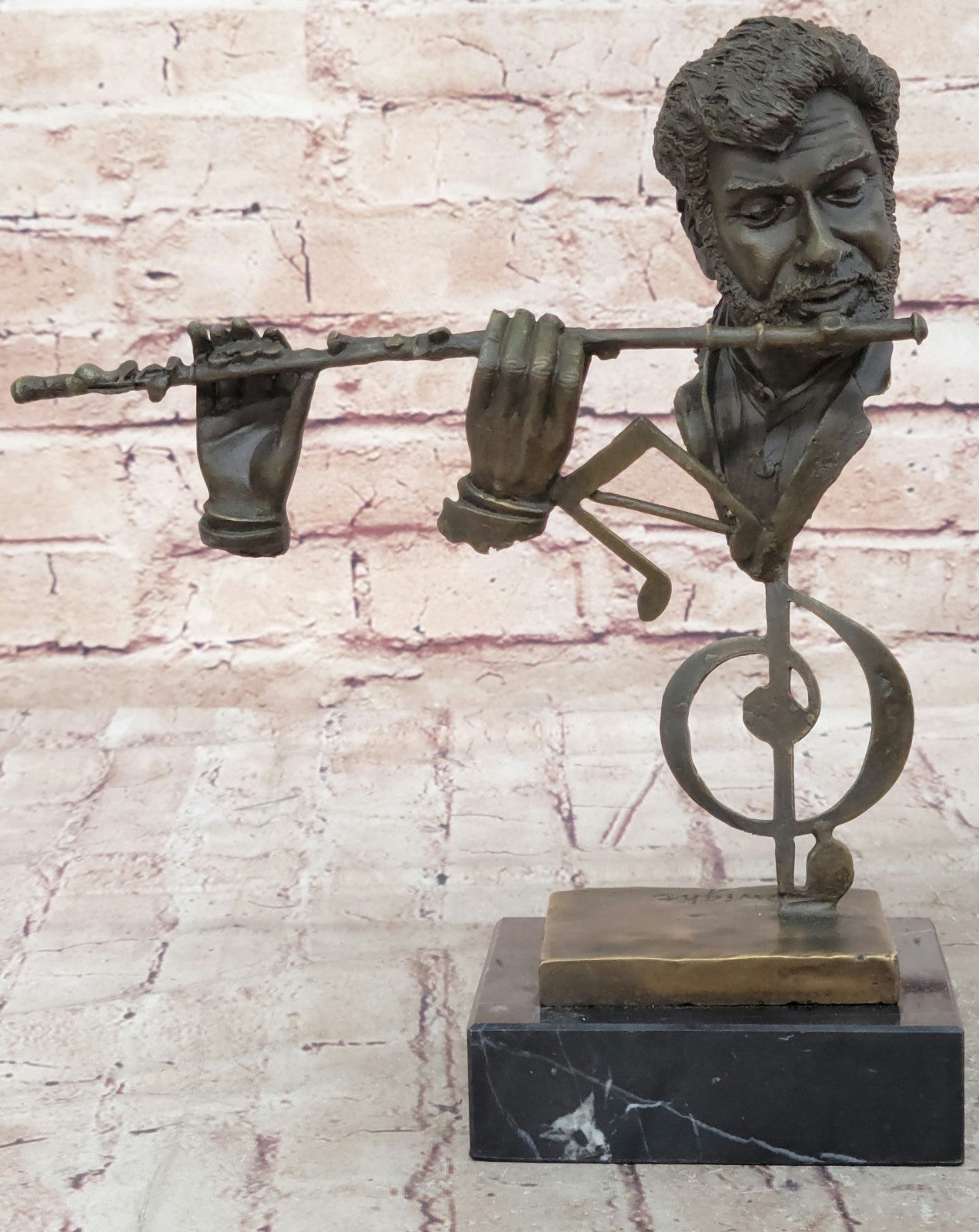 BRONZE MALE BAND MUSICIANS SAX GUITAR VIOLIN FLUTE CONDUCTOR VINTAGE ARTWORK