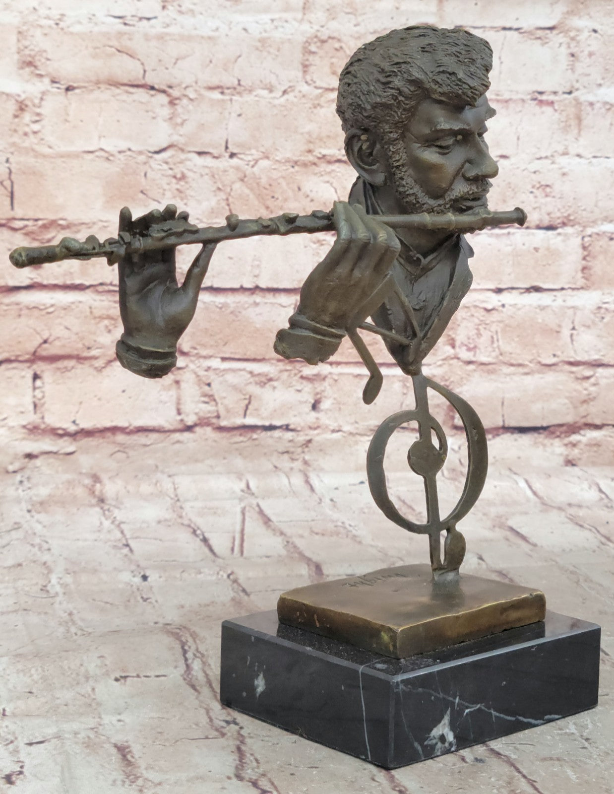 BRONZE MALE BAND MUSICIANS SAX GUITAR VIOLIN FLUTE CONDUCTOR VINTAGE ARTWORK