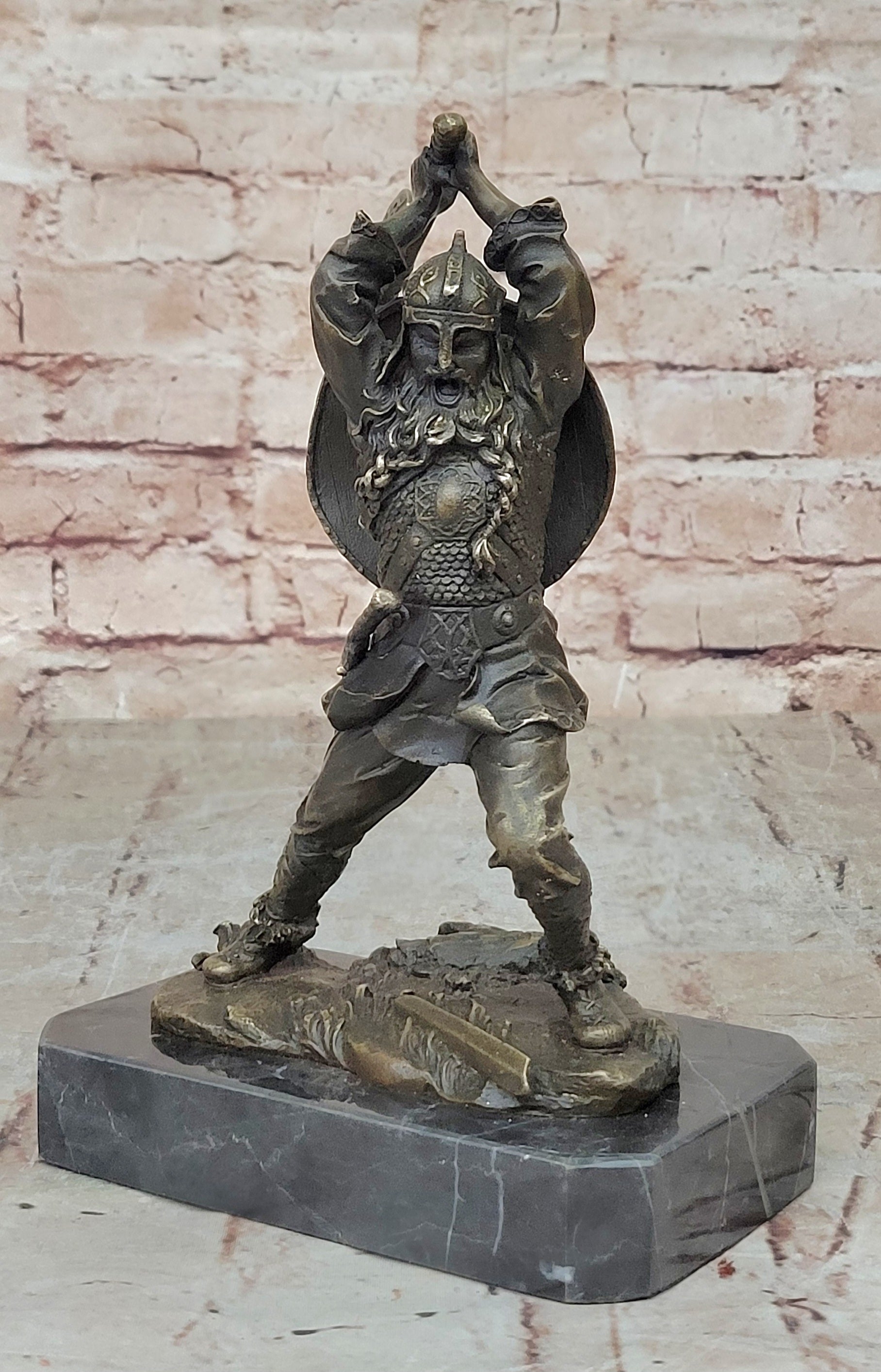 Bronze Sculpture European Warrior Museum Good Quality Marble Base Figurine Sale