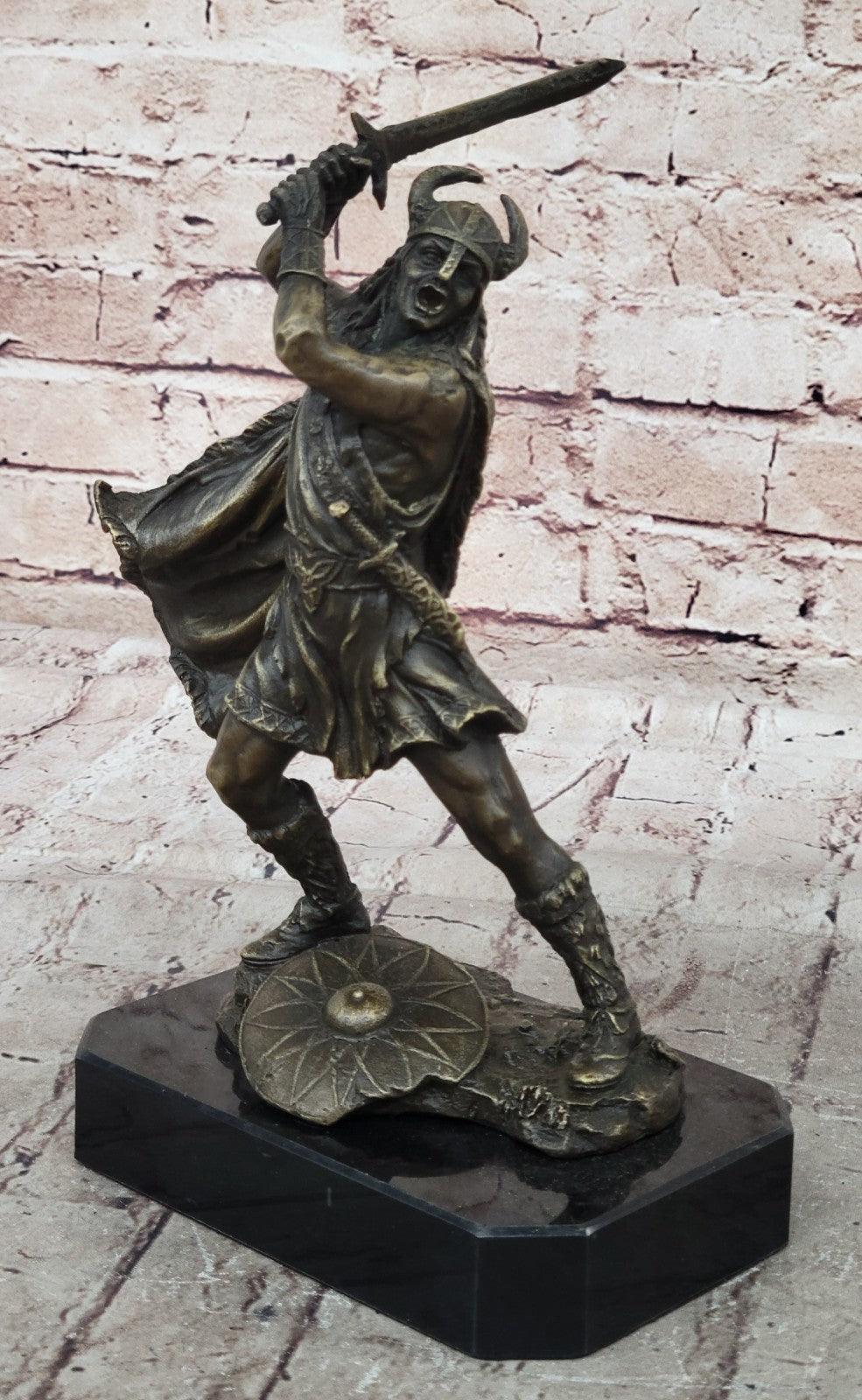 10" NEW VIKING WARRIOR Ready to Fight Statue / Sculpture Real Solid Bronze Statue