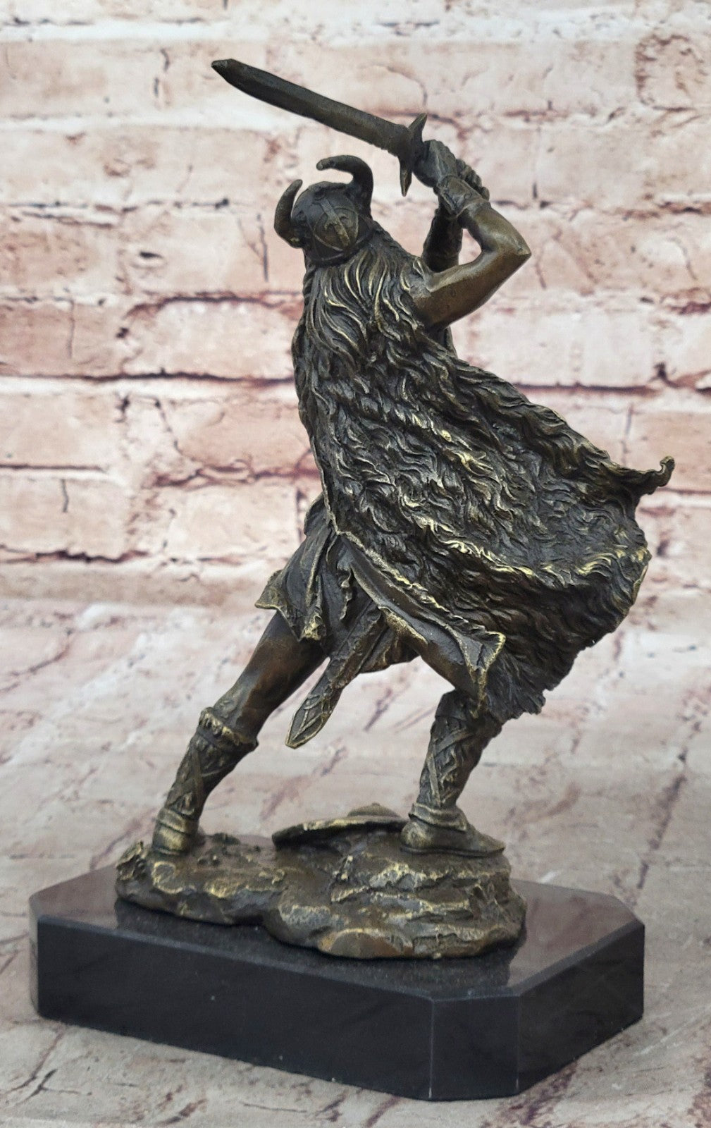 10" NEW VIKING WARRIOR Ready to Fight Statue / Sculpture Real Solid Bronze Statue