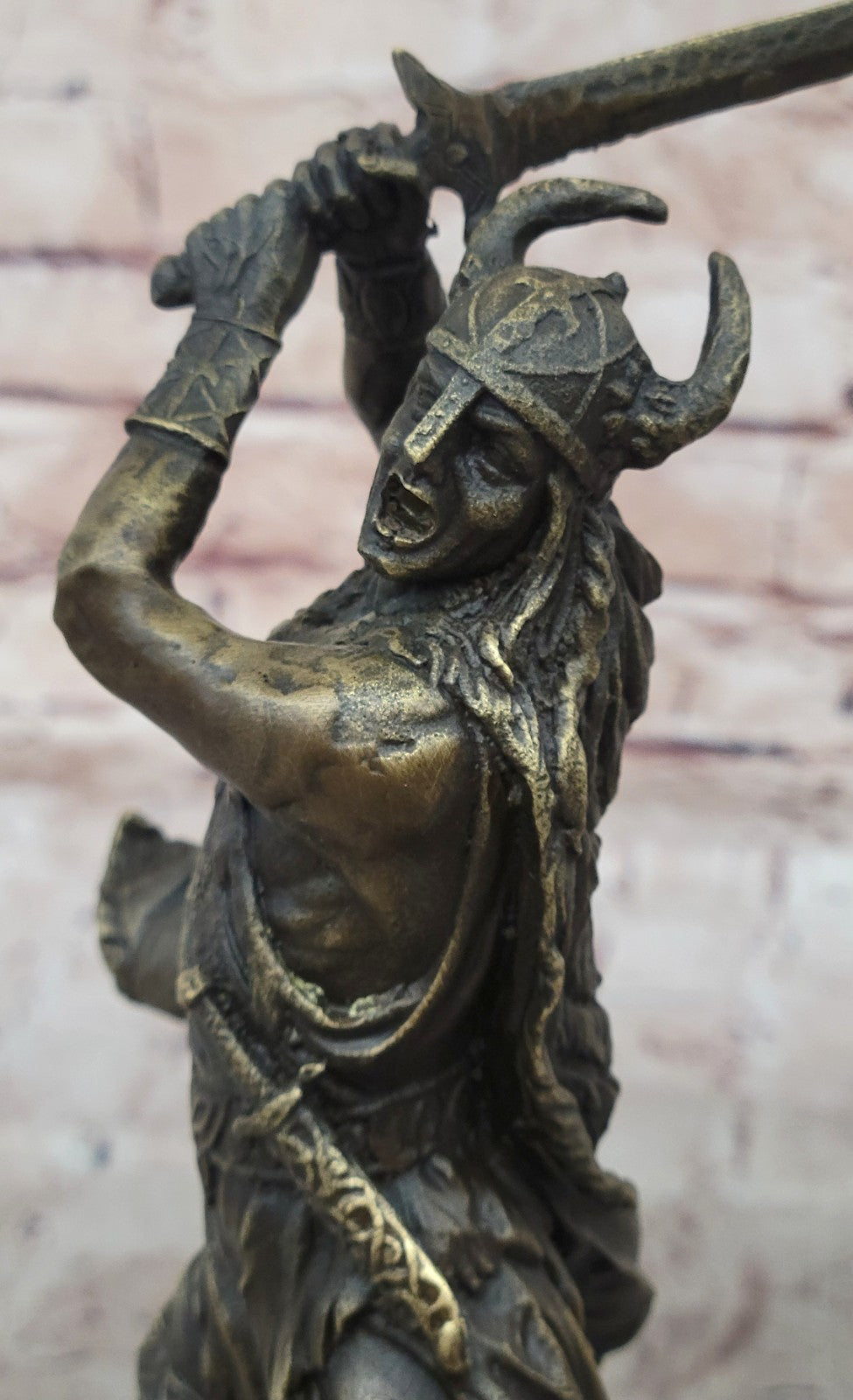 10" NEW VIKING WARRIOR Ready to Fight Statue / Sculpture Real Solid Bronze Statue