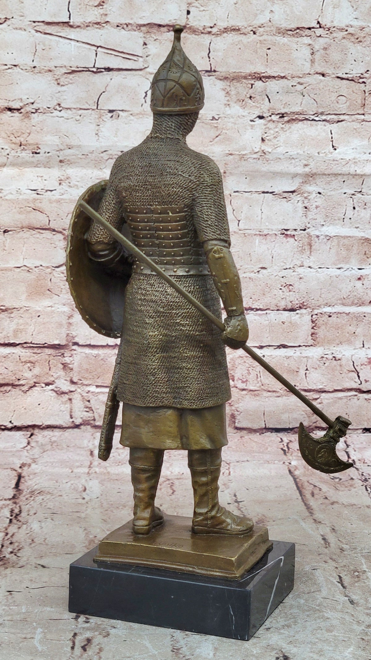 15" Tall Medieval Crusader Knight Templar Signed Hot Cast Bronze Statue Sculpture