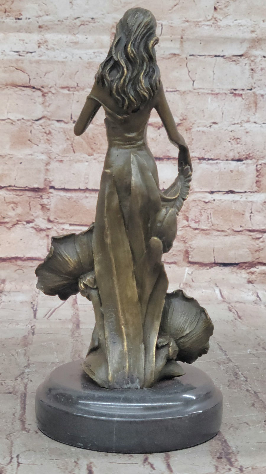 Art Deco Bronze Maiden: Signed Moreau Lily Girl with Flowers - Collectible Statue