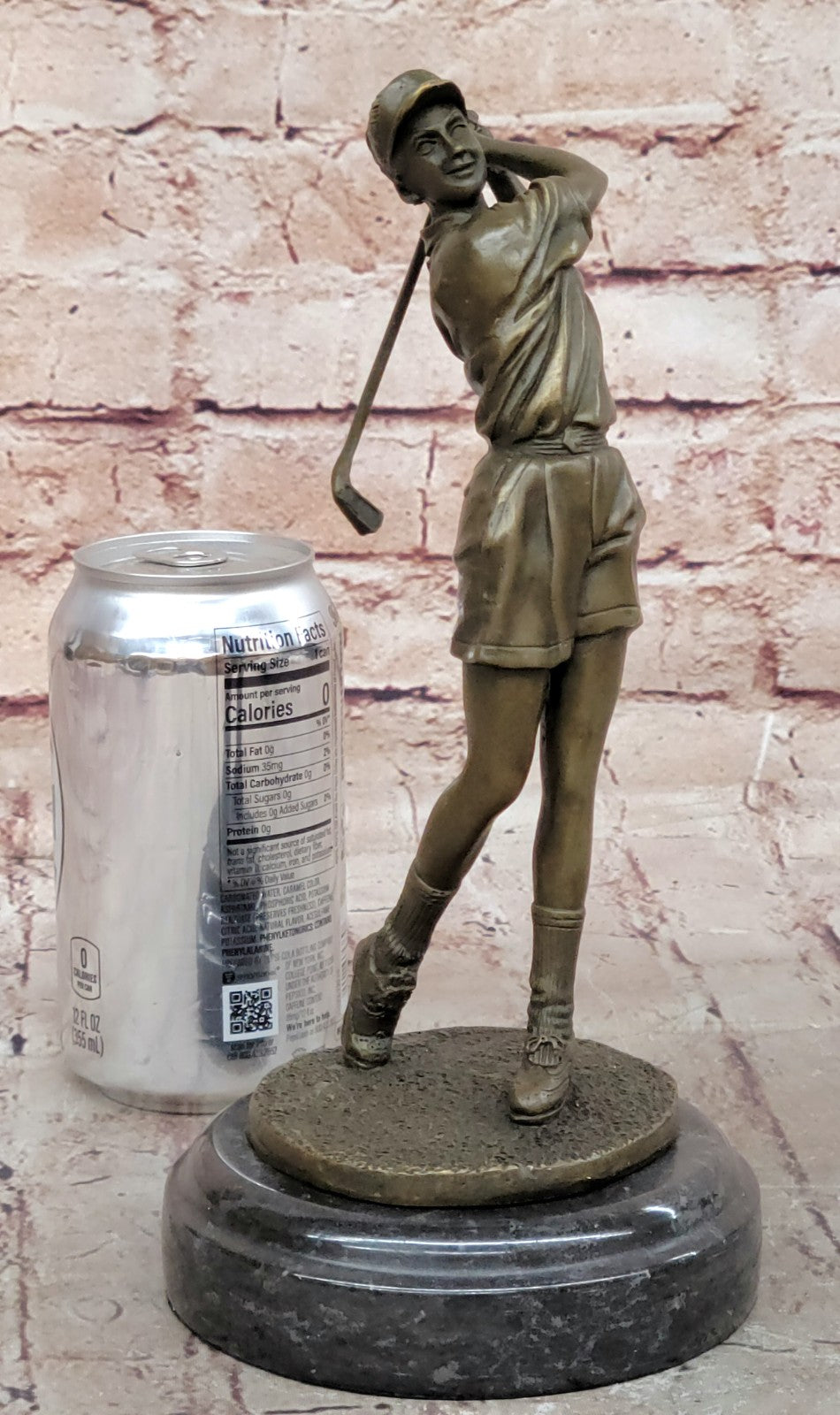 Golf Lover Gift Female Lady Golfer Club Bag Bronze Marble Statue Trophy Award