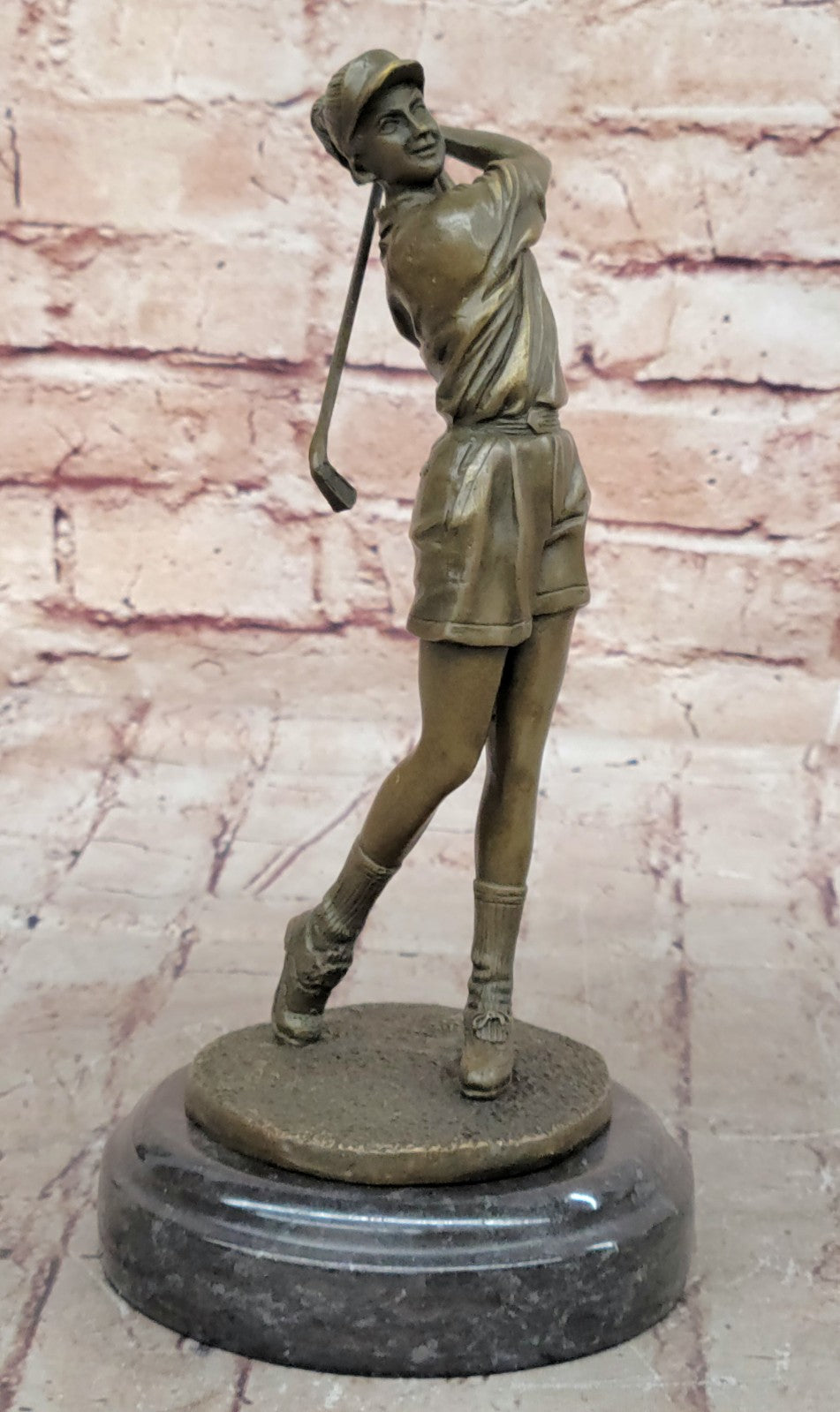 Golf Lover Gift Female Lady Golfer Club Bag Bronze Marble Statue Trophy Award