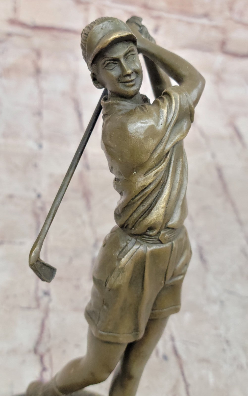 Golf Lover Gift Female Lady Golfer Club Bag Bronze Marble Statue Trophy Award