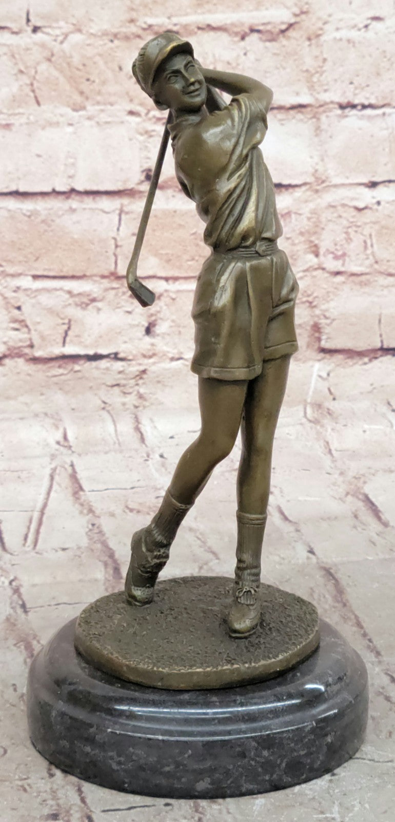 Golf Lover Gift Female Lady Golfer Club Bag Bronze Marble Statue Trophy Award
