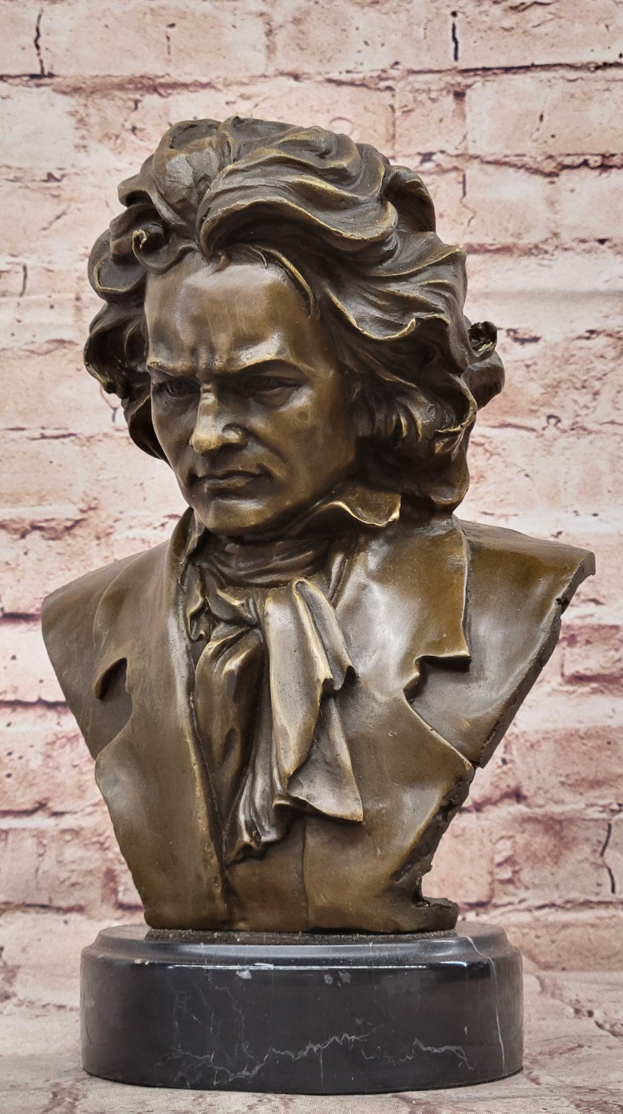 Handcrafted Detailed Beethoven Made by Lost Wax Method Beethoven Head Bronze Sta