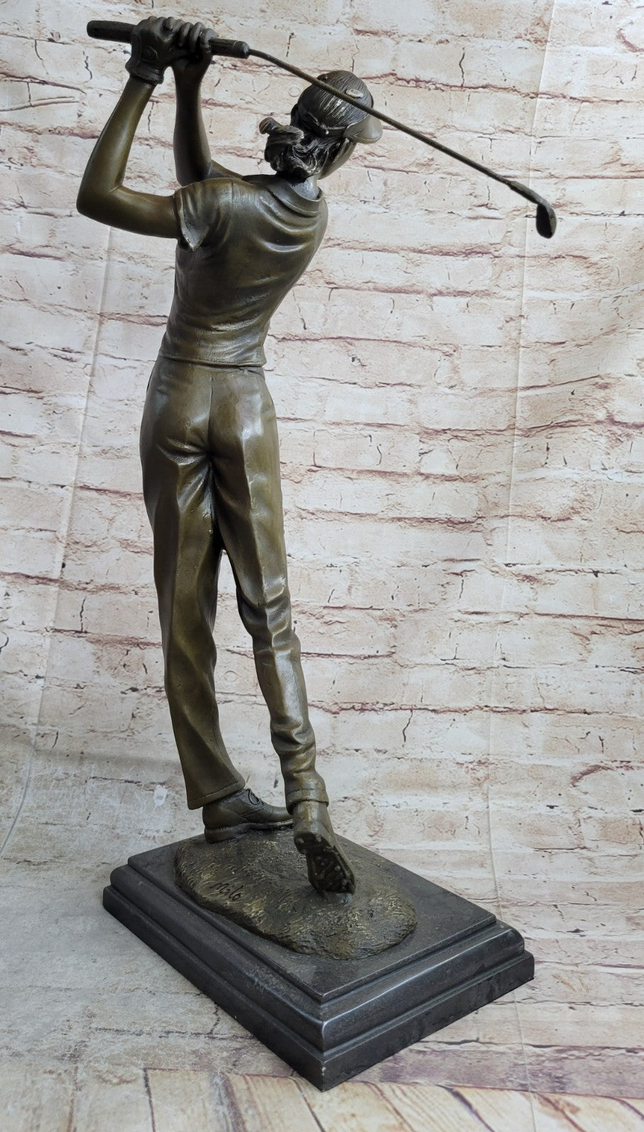 Handcrafted Detailed Bronze Masterpiece Woman Lady Girl Golfer Bronze Figurine