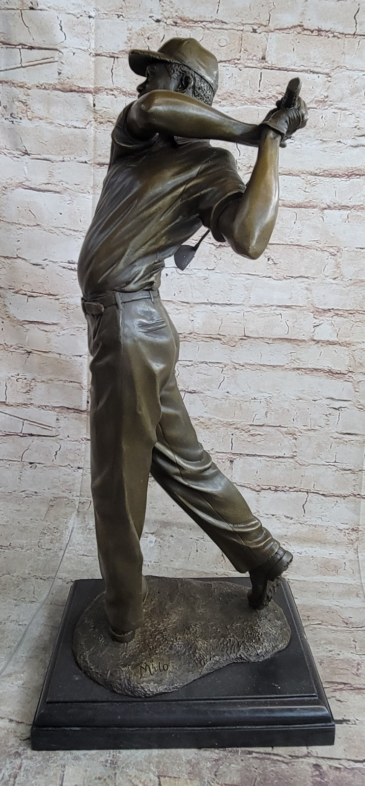 Handcrafted Superb Detailed Huge Male Golfer Golf Sport Memorabilia Bronze Statu