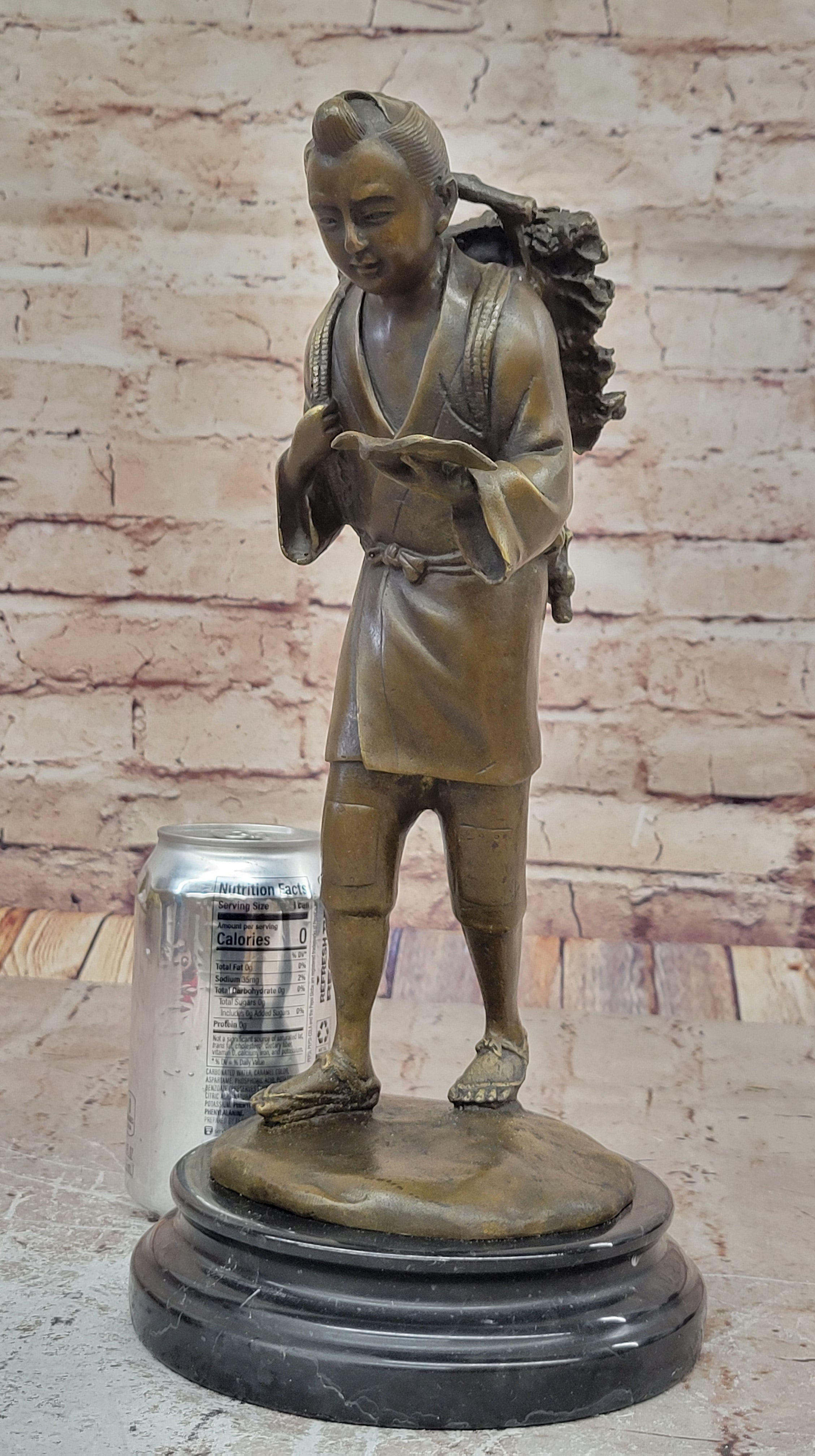 Original Milo Young Asian Boy Walking From School Bronze Sculpture Statue Figure