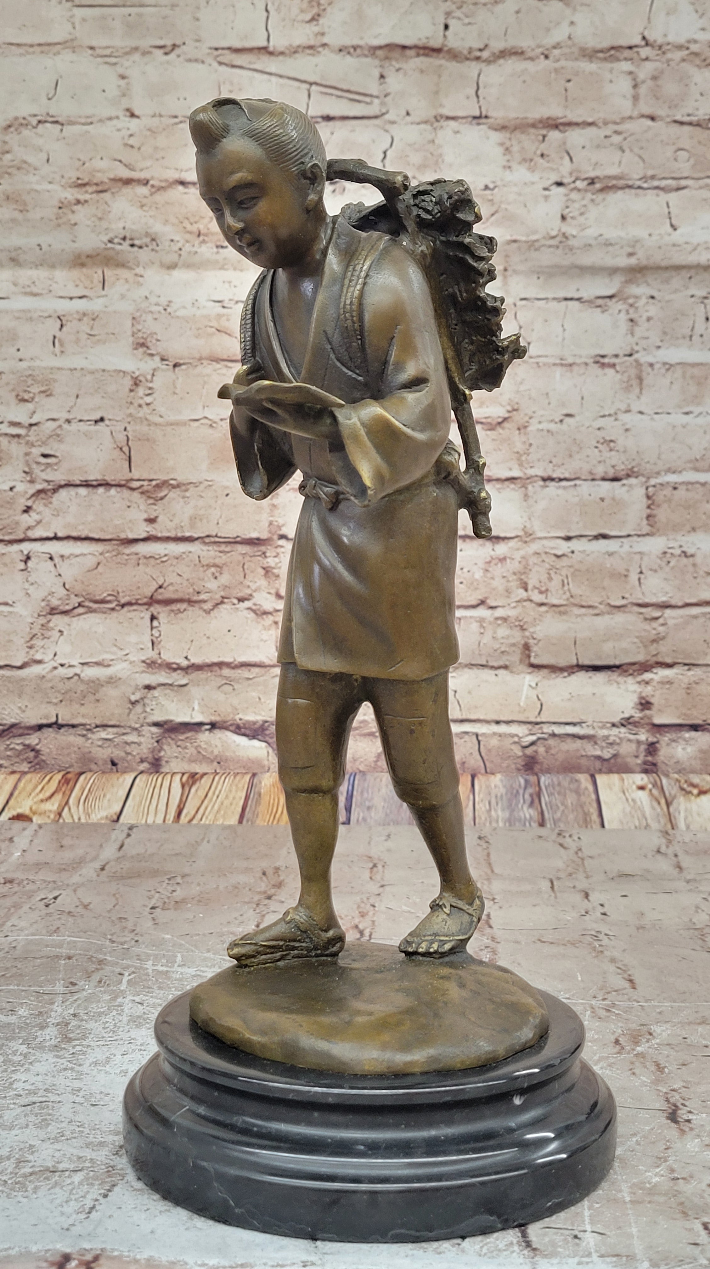 Original Milo Young Asian Boy Walking From School Bronze Sculpture Statue Figure