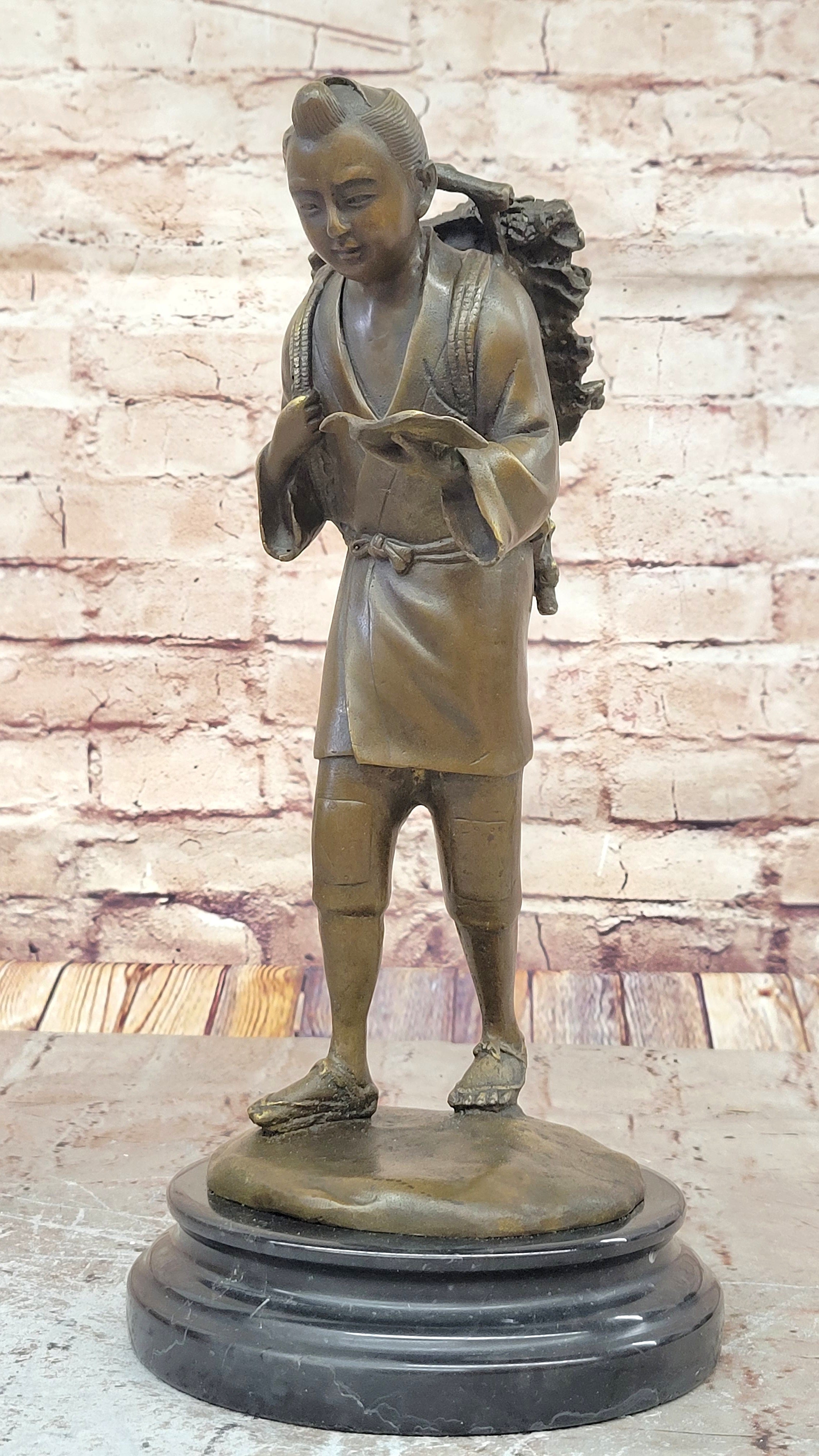 Original Milo Young Asian Boy Walking From School Bronze Sculpture Statue Figure