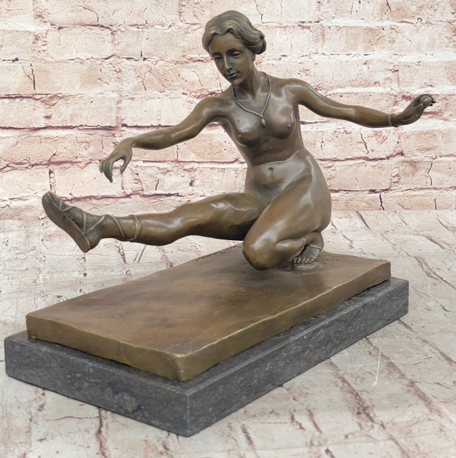 Art Deco Nude Female by French Artist Jean Patoue Bronze Sculpture Statue