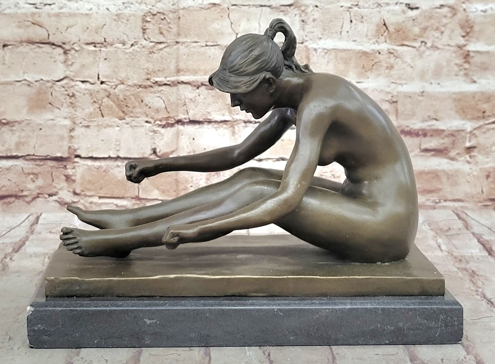 SIGNED DECO BRONZE SCULPTURE CUBISM NUDE GIRL ABSTRACT MODERN ART STATUE FIGURE