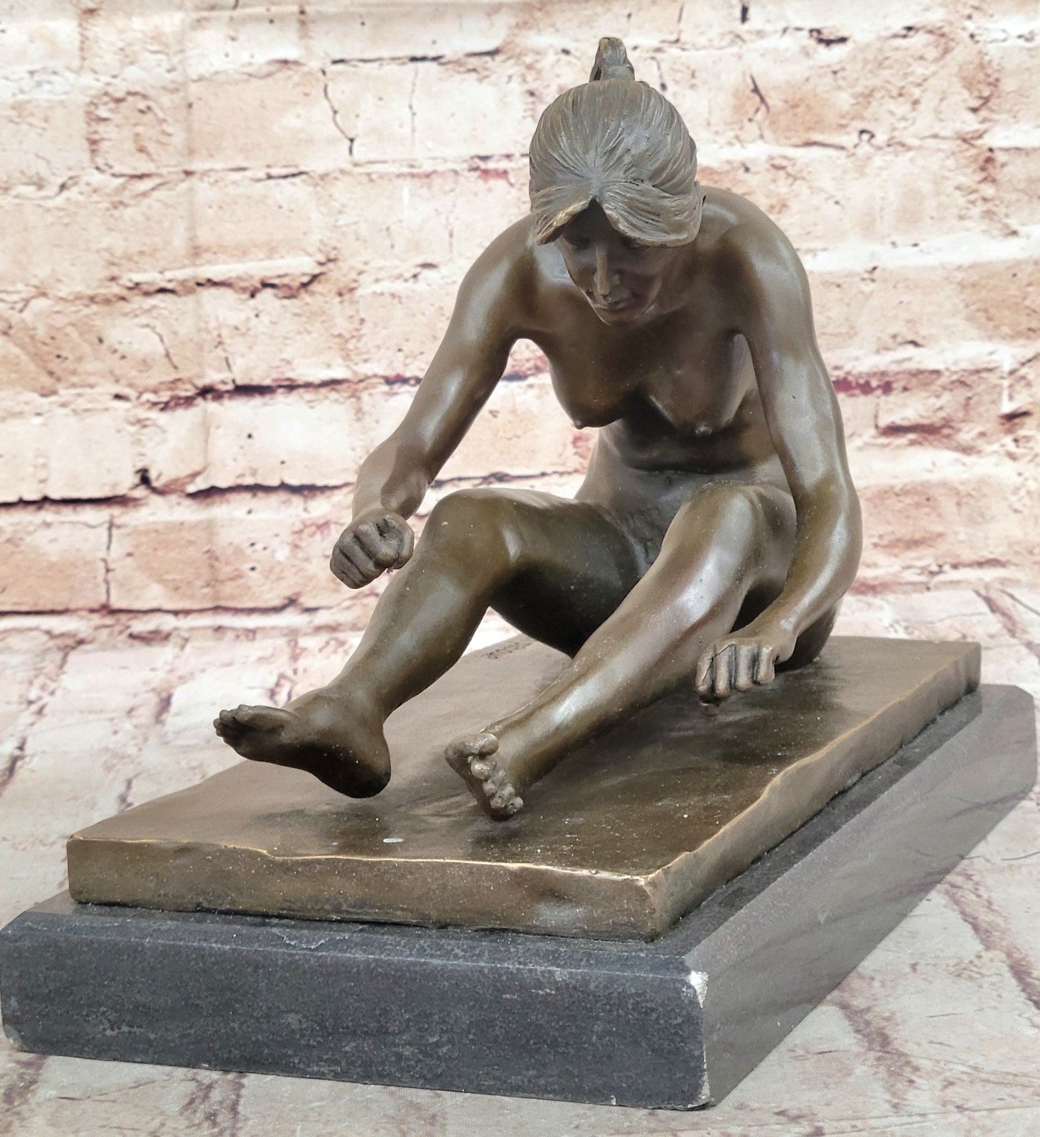 SIGNED DECO BRONZE SCULPTURE CUBISM NUDE GIRL ABSTRACT MODERN ART STATUE FIGURE