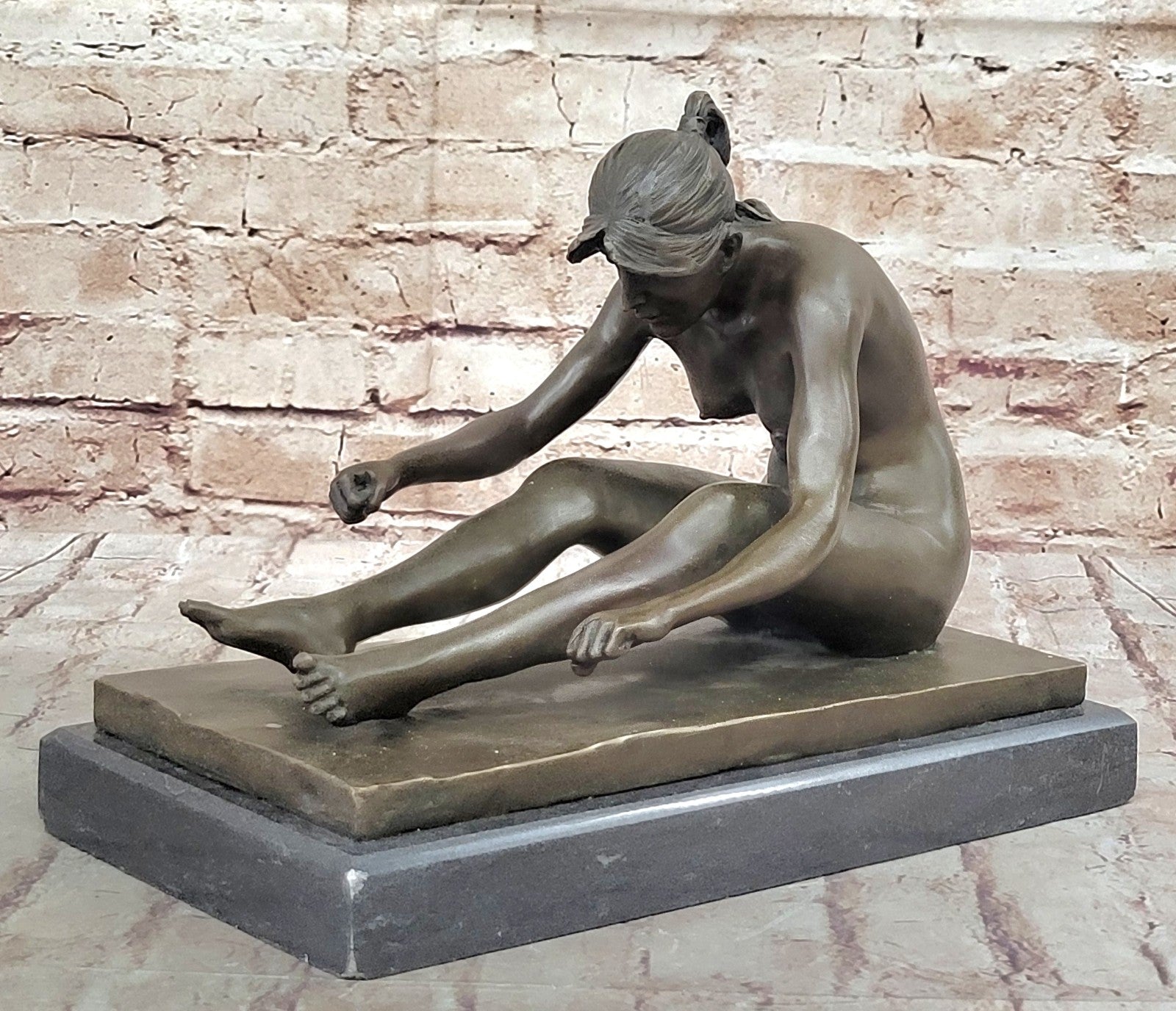 SIGNED DECO BRONZE SCULPTURE CUBISM NUDE GIRL ABSTRACT MODERN ART STATUE FIGURE