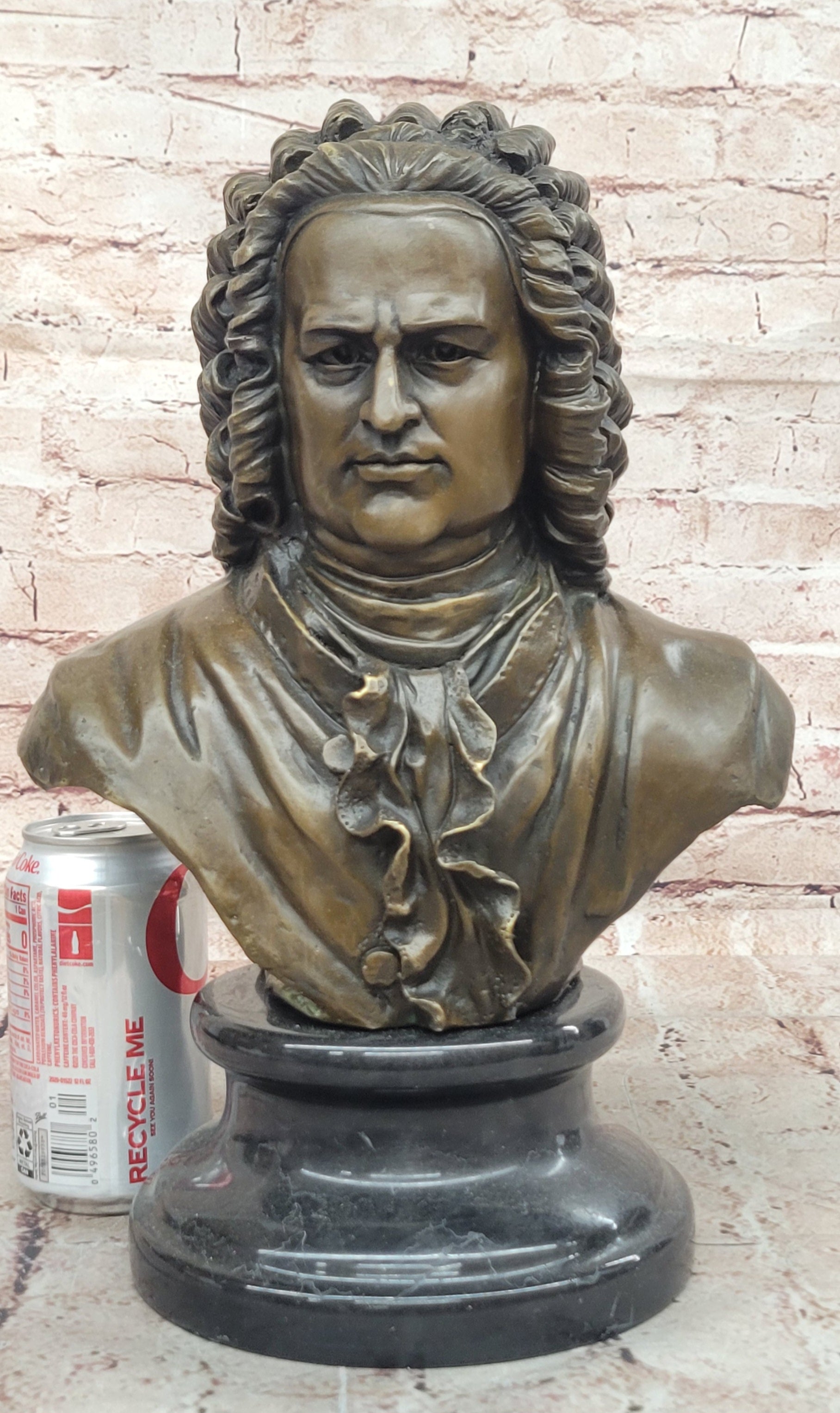 Handcrafted 100% Real Bronze Bust Johann Sebastian Bach Hot Cast Figurine Figure