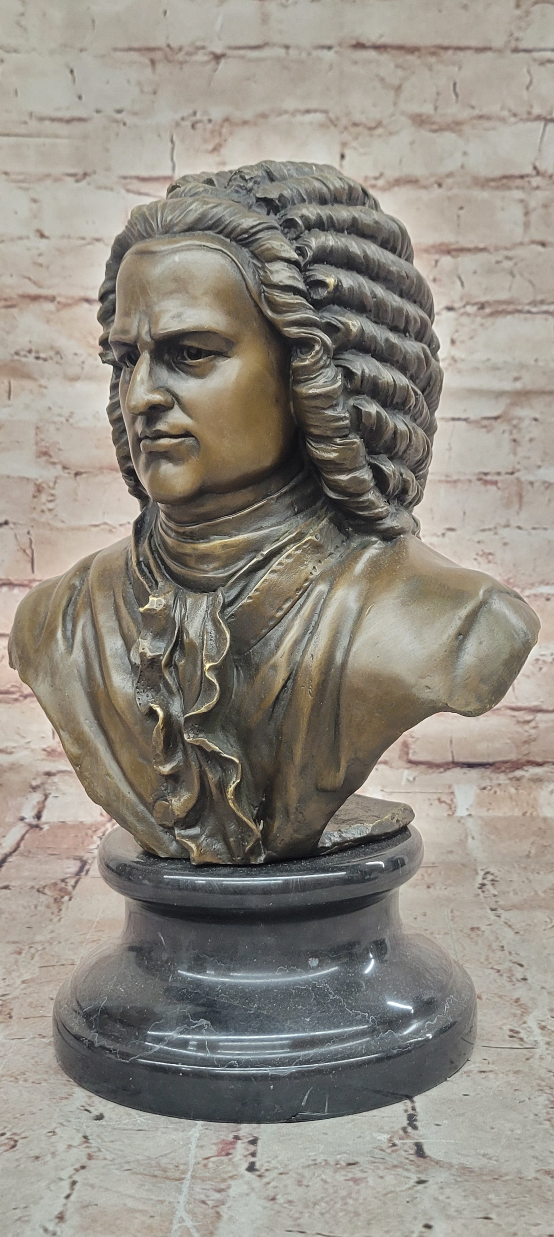 Handcrafted 100% Real Bronze Bust Johann Sebastian Bach Hot Cast Figurine Figure