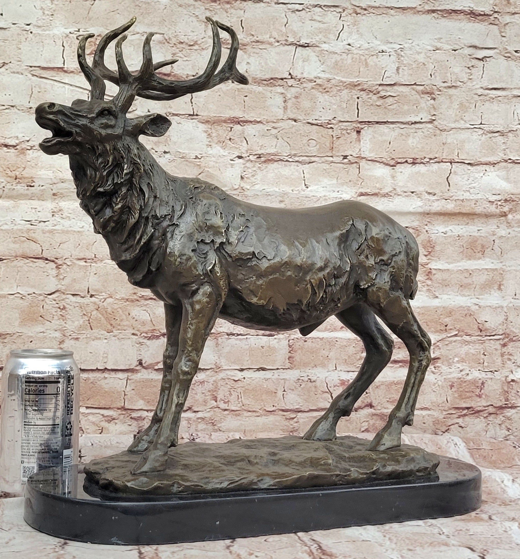 Handcrafted bronze sculpture SALE Art Wildlife Hunter Stag Deer Elk Marble