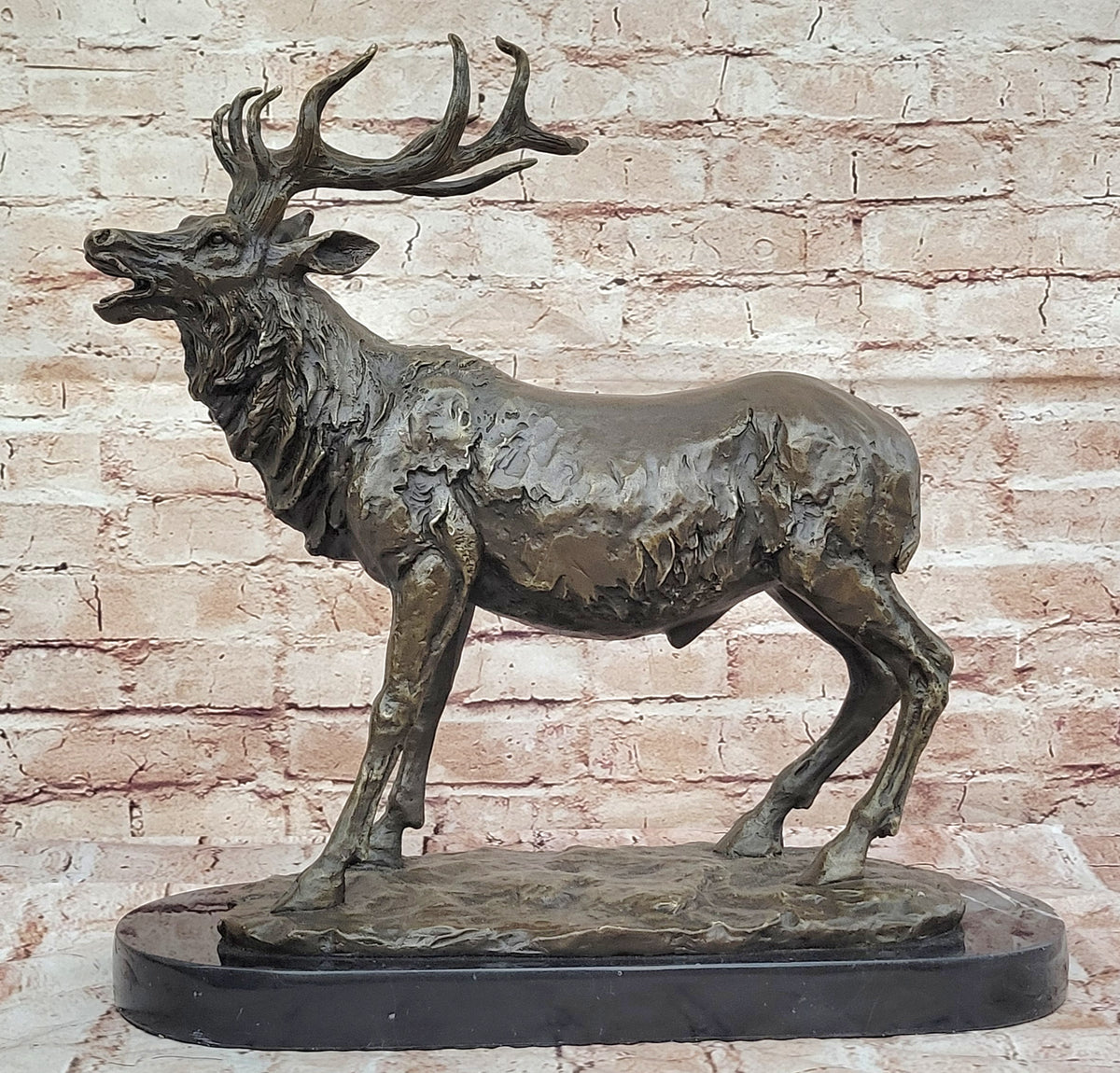 Handcrafted bronze sculpture SALE Art Wildlife Hunter Stag Deer Elk Marble