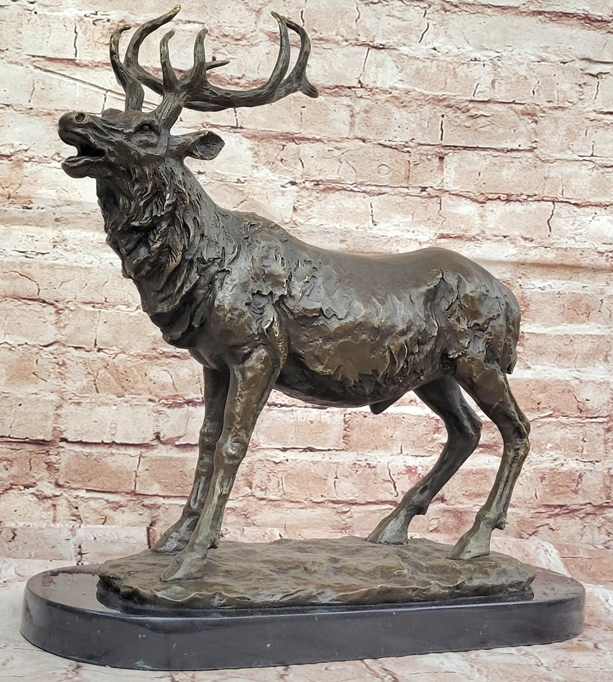Handcrafted bronze sculpture SALE Art Wildlife Hunter Stag Deer Elk Marble