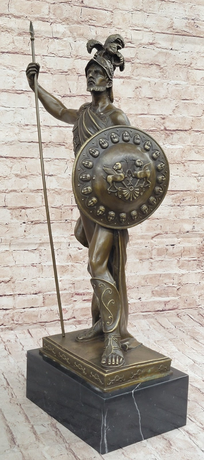 ANCIENT TIMES ROMAN LEGION SOLDIER JAVELIN SHIELD Sculpture Statue 100% Bronze