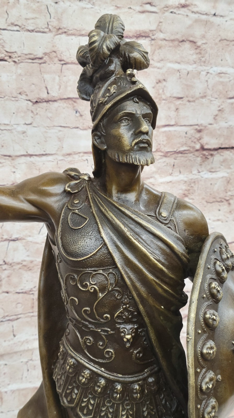 ANCIENT TIMES ROMAN LEGION SOLDIER JAVELIN SHIELD Sculpture Statue 100% Bronze