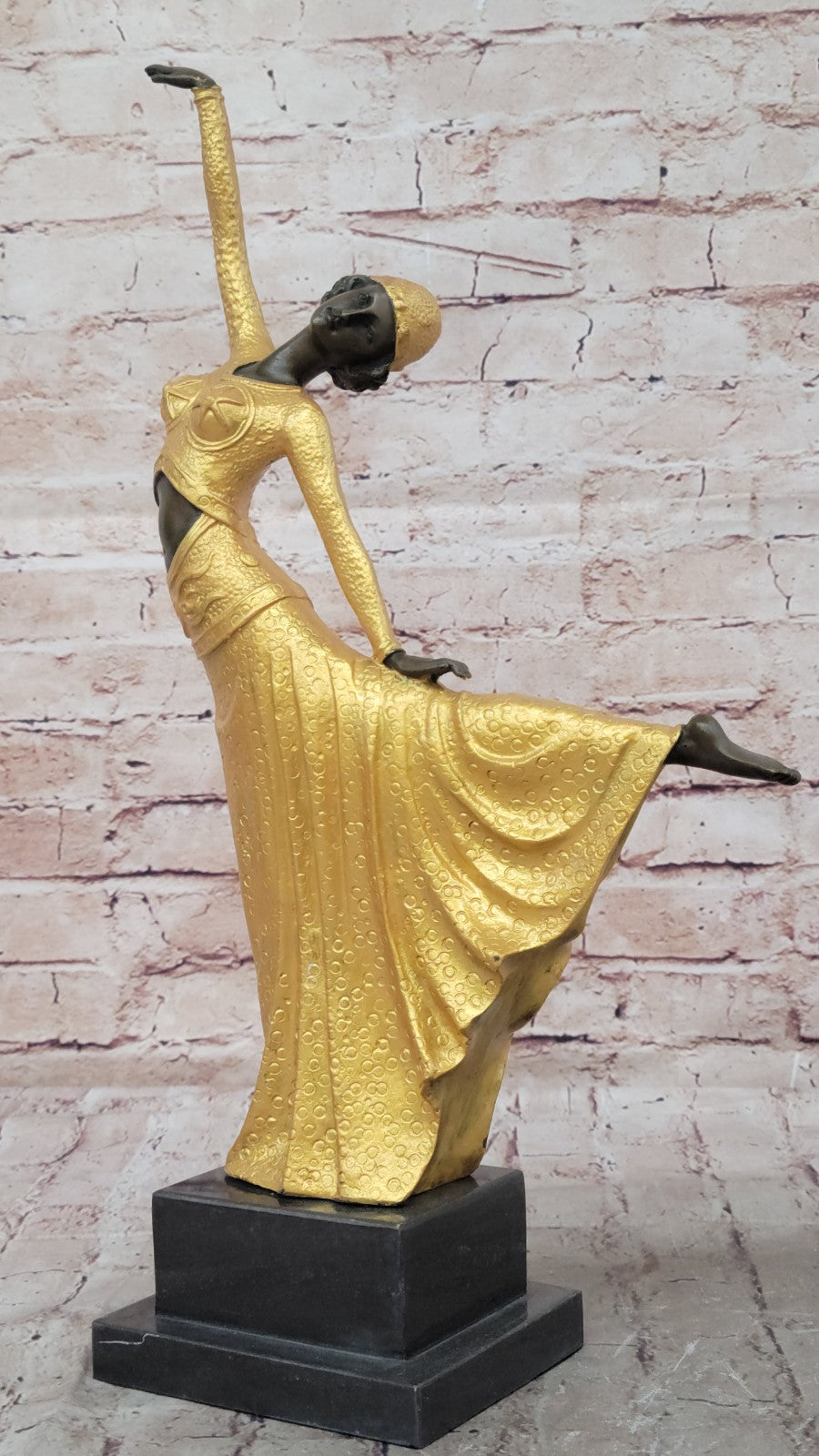 Signed Chiparus Elegant Dancer Extend her Legs Apart Bronze Sculpture Figurine