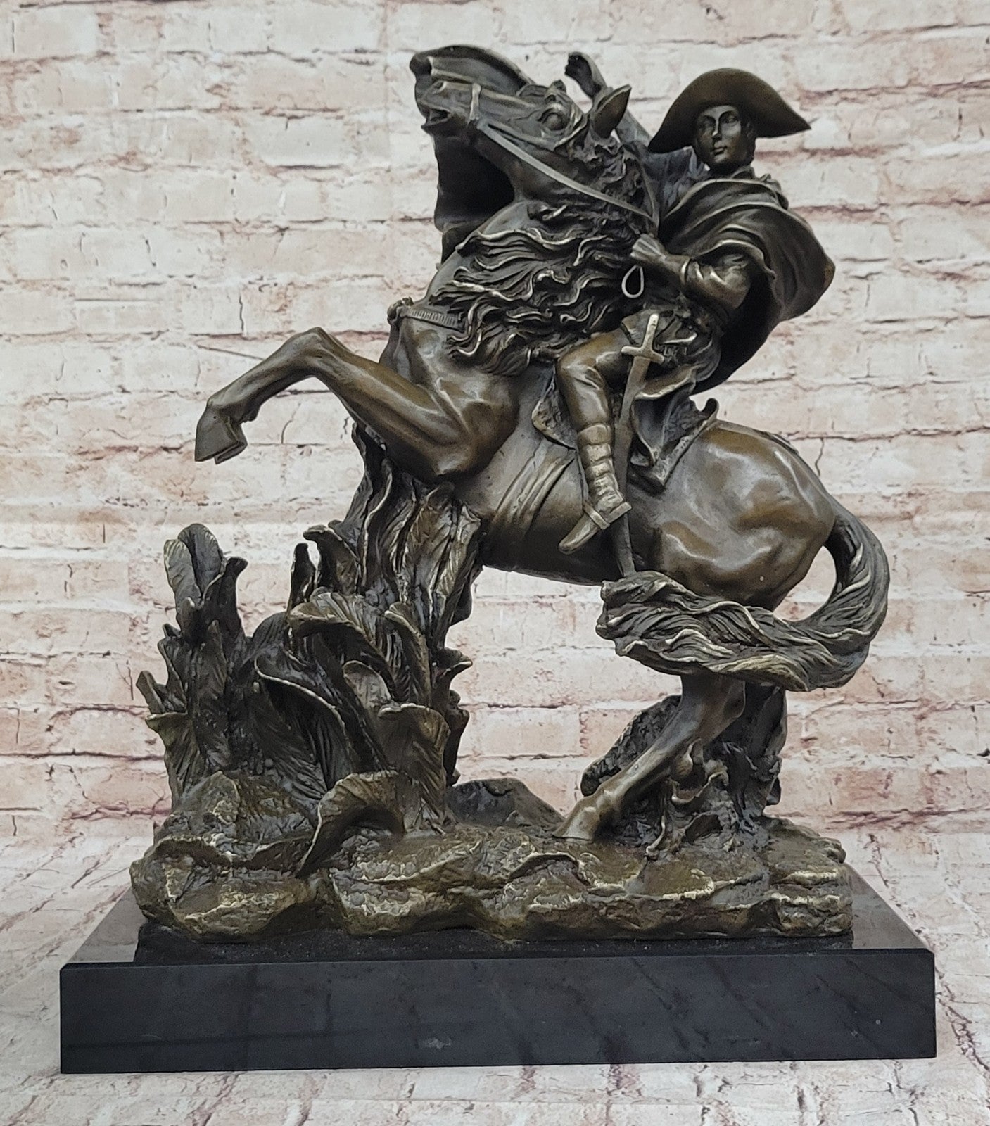 Signed Carpeaux Napoleon Bonaparte on Horse Bronze Sculpture Hot Cast Figurine