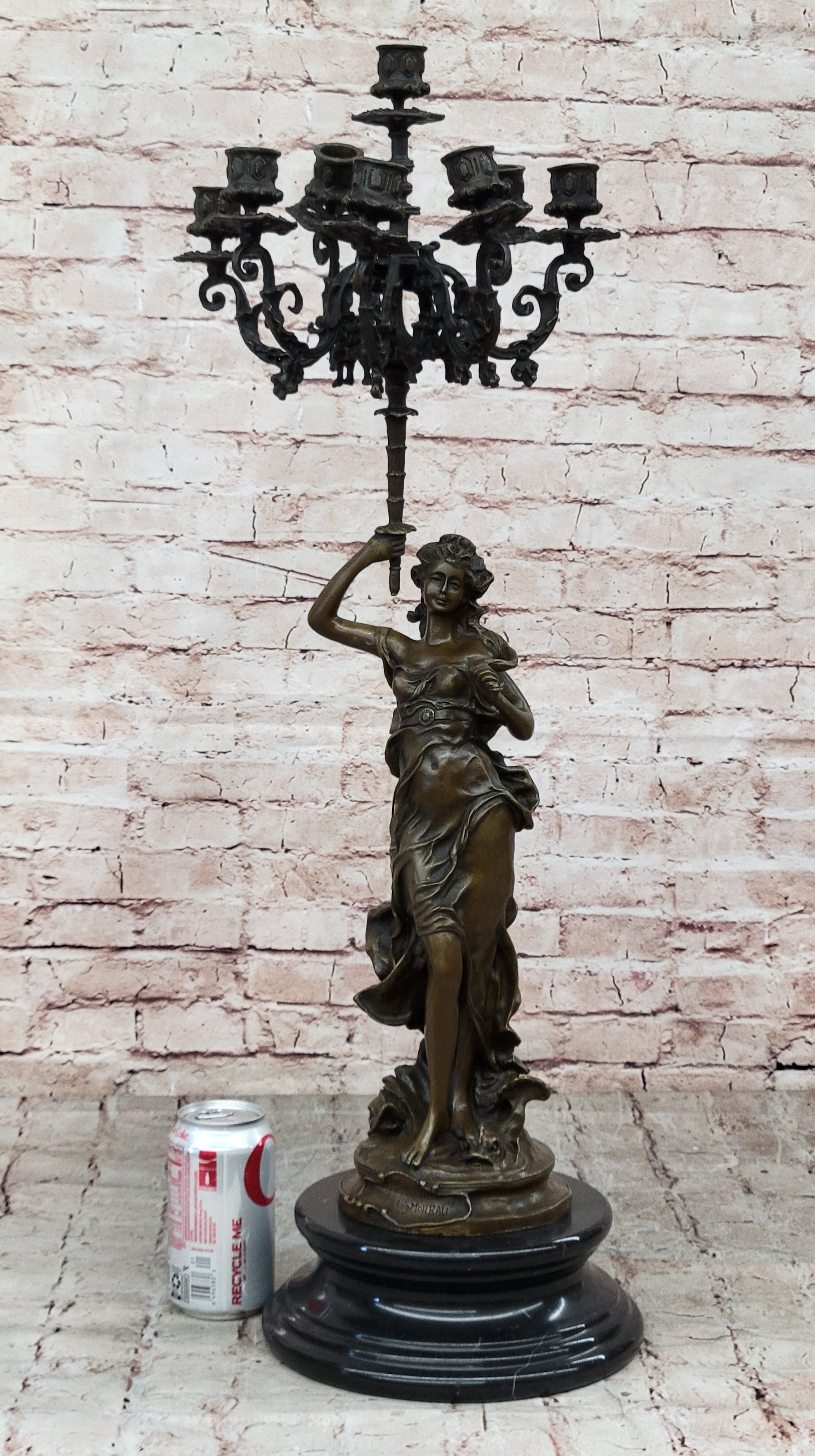 A.Moreau Signed French Bronze Candelabras Art Nouveau Sculpture Home Decoration