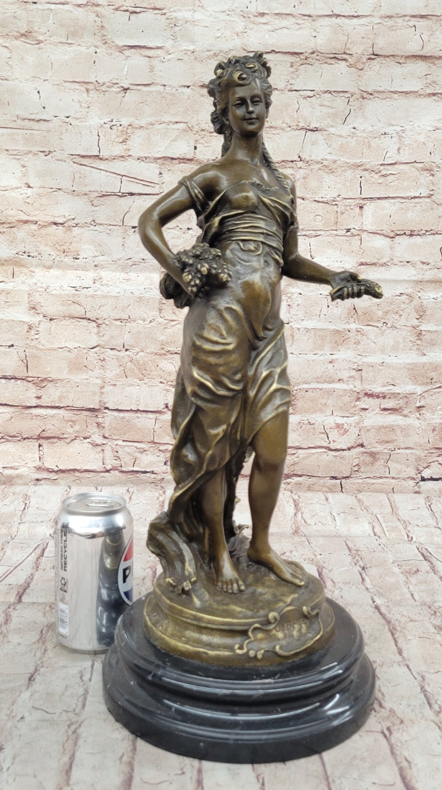 Handcrafted Bronze Statue of Harvest Maiden Signed Moreau Art Deco Sculpture