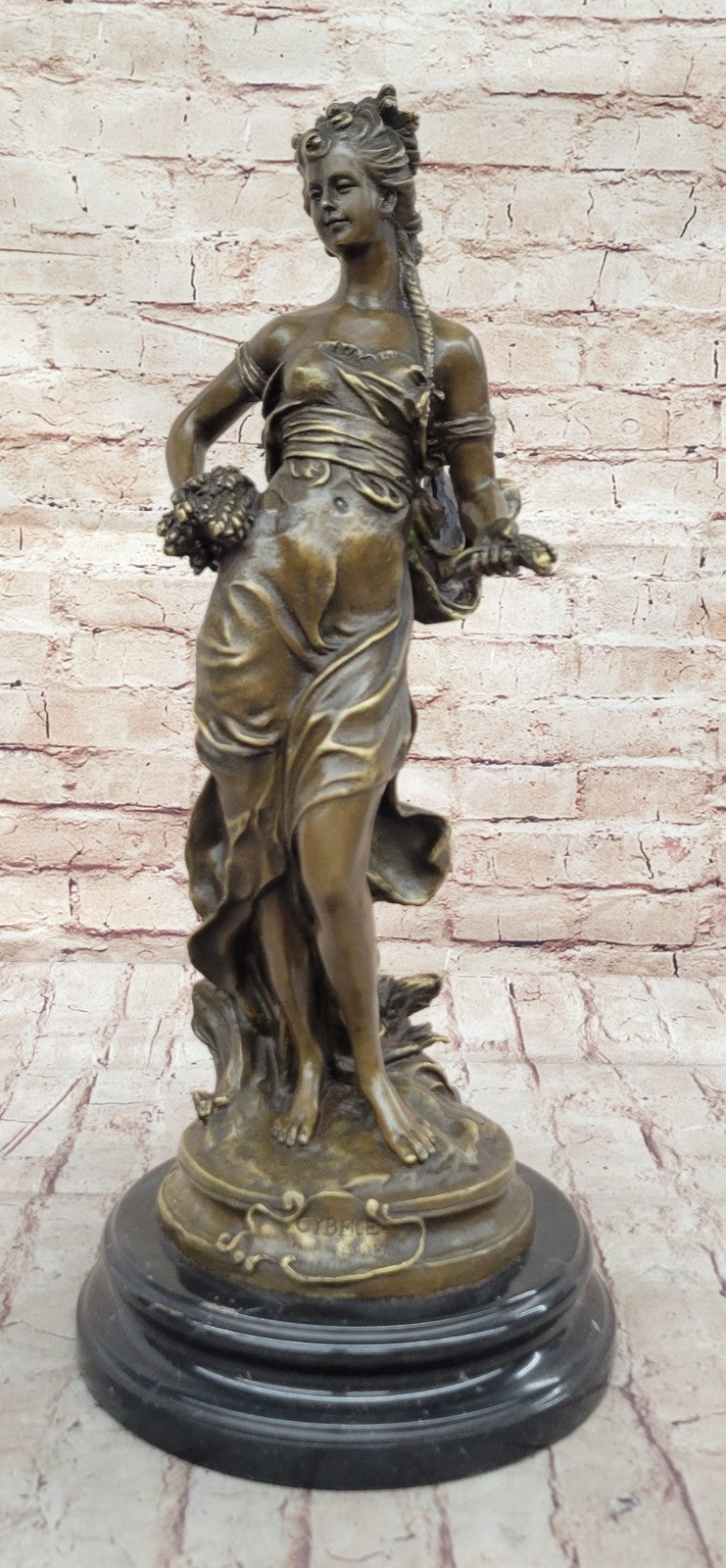 Handcrafted Bronze Statue of Harvest Maiden Signed Moreau Art Deco Sculpture