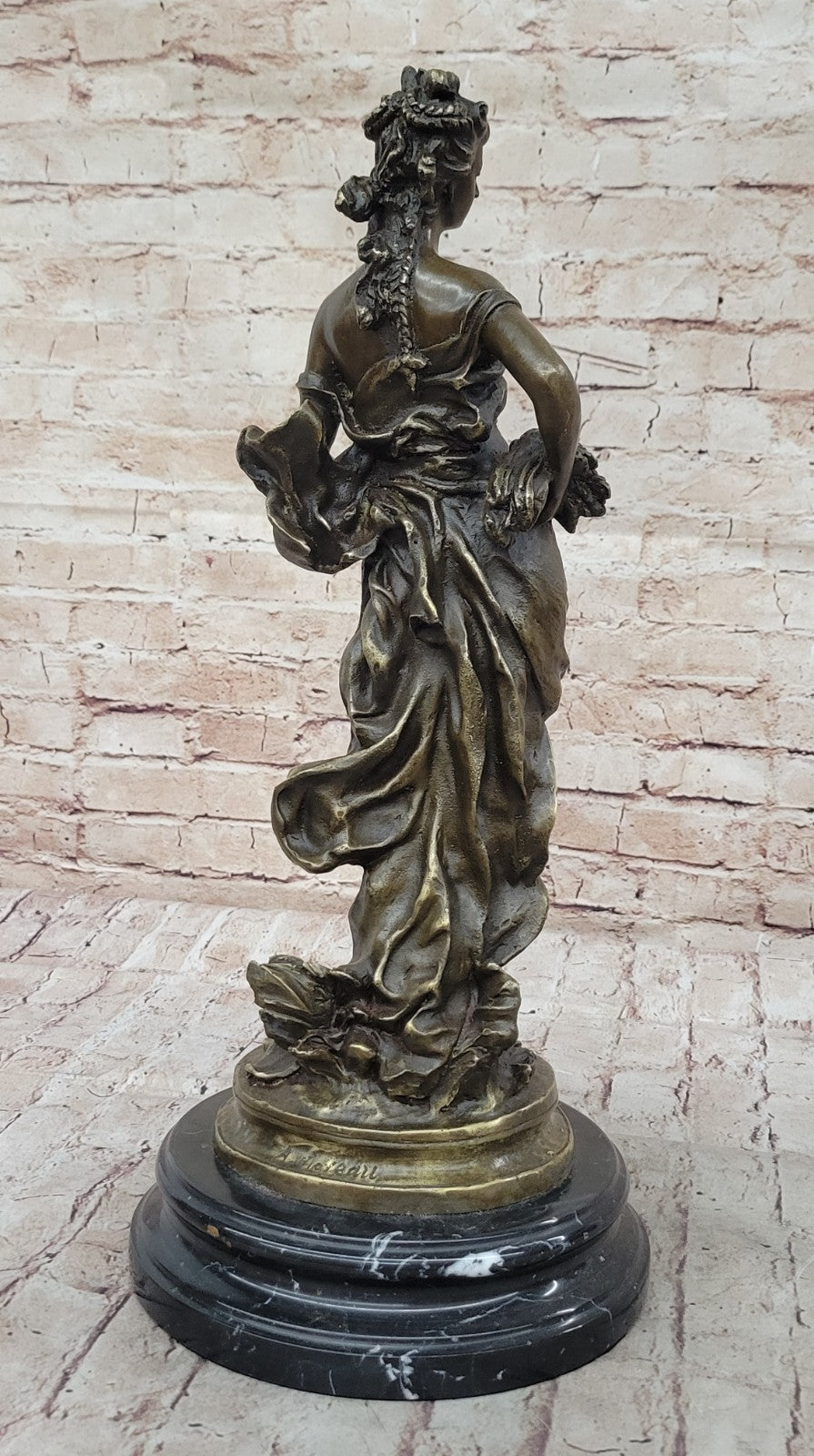 Handcrafted Bronze Statue of Harvest Maiden Signed Moreau Art Deco Sculpture