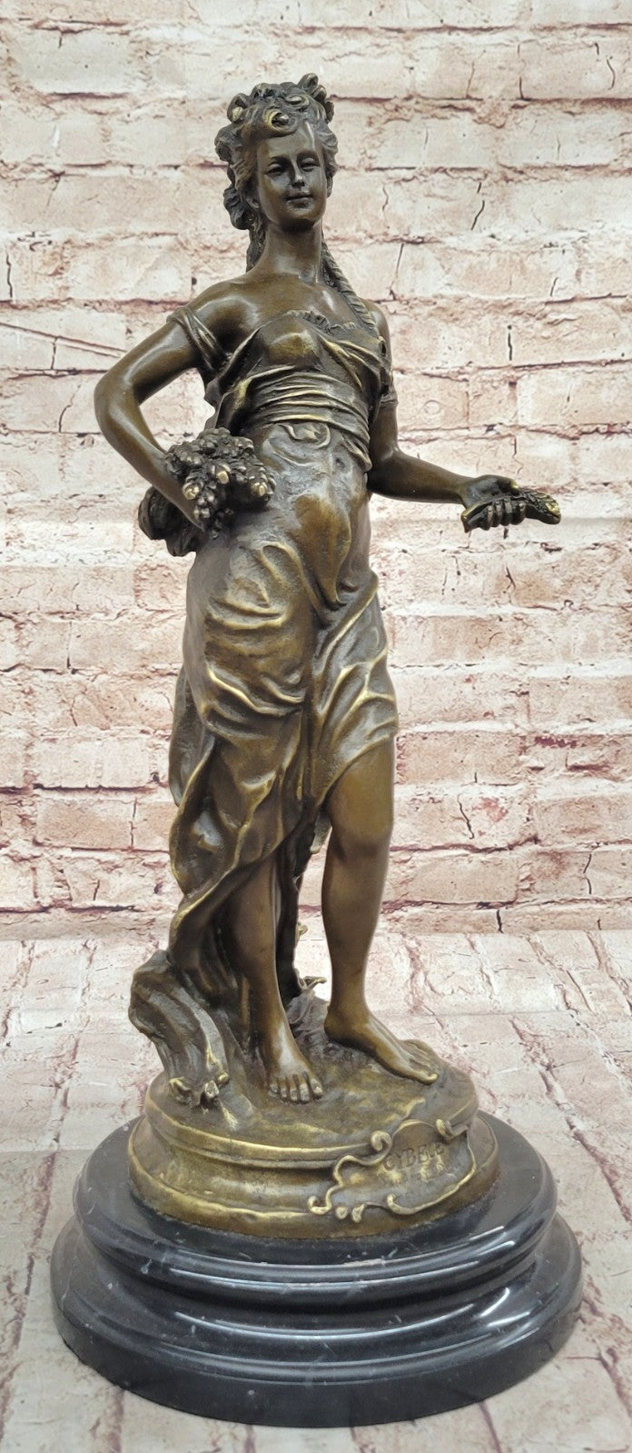 Handcrafted Bronze Statue of Harvest Maiden Signed Moreau Art Deco Sculpture