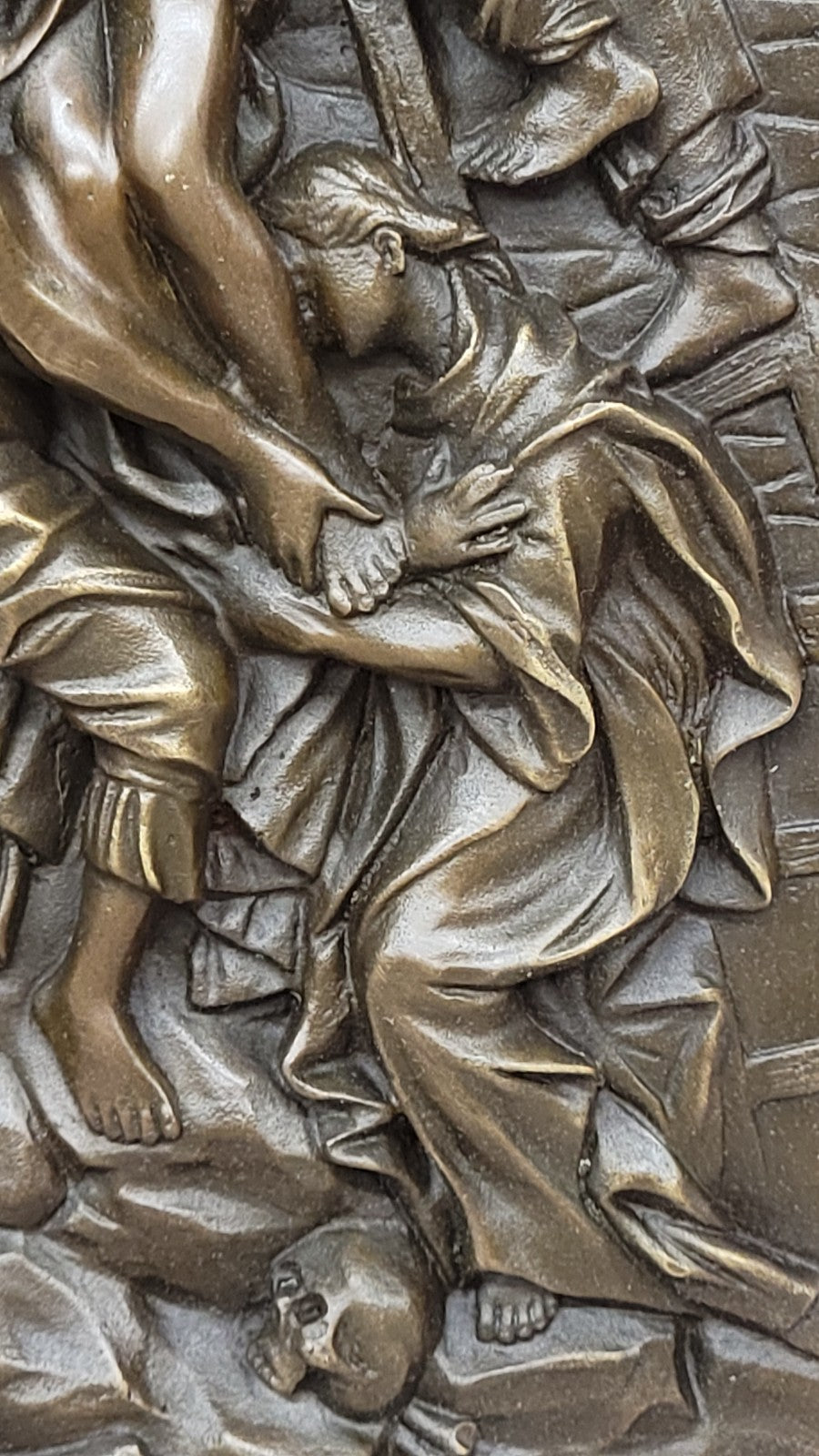 16 Inch Hot Cast by Lost Wax Crucifix Religious Wall Plaque, 100% Pure Bronze