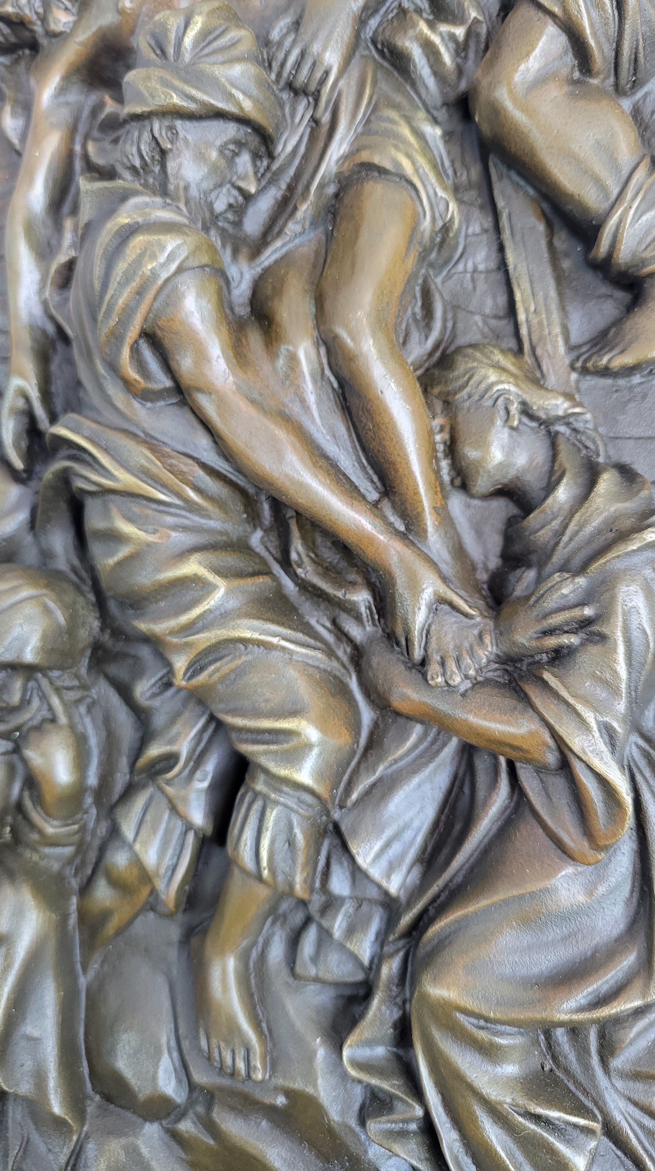 16 Inch Hot Cast by Lost Wax Crucifix Religious Wall Plaque, 100% Pure Bronze