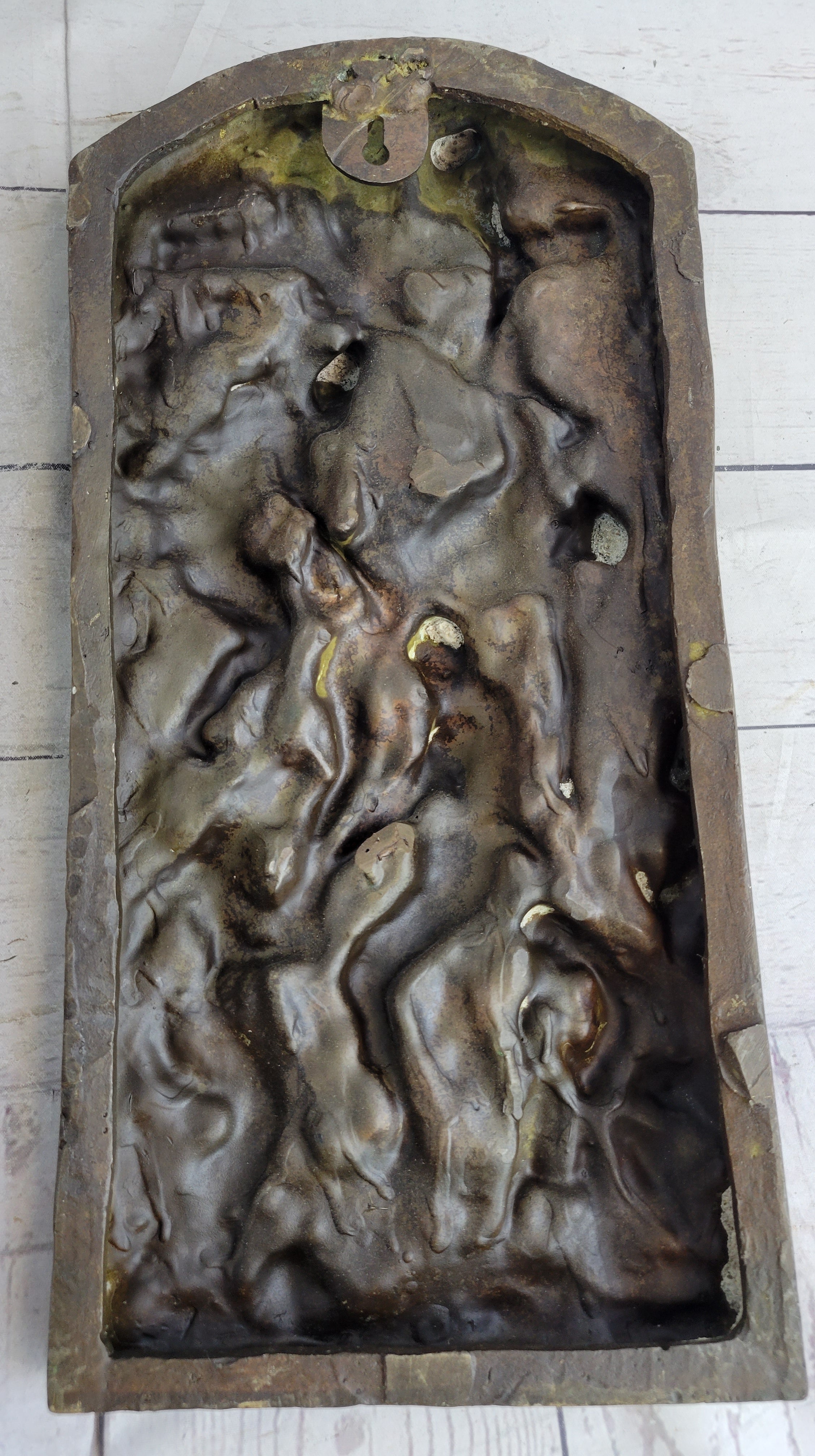 16 Inch Hot Cast by Lost Wax Crucifix Religious Wall Plaque, 100% Pure Bronze