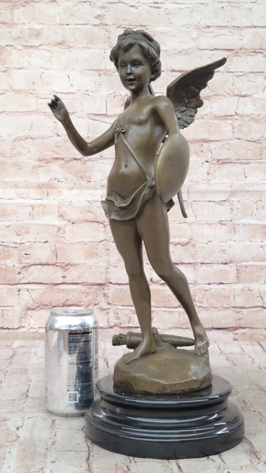 Collectible Art bronze sculpture Putti Cupid Art Deco Mythical Valentine Gift NR