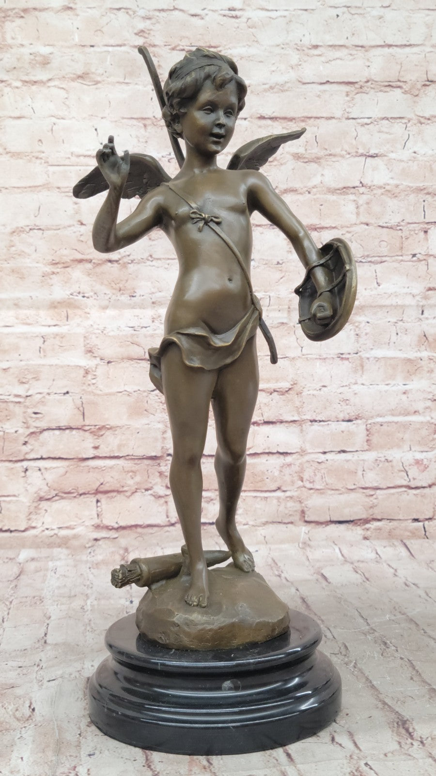 Collectible Art bronze sculpture Putti Cupid Art Deco Mythical Valentine Gift NR