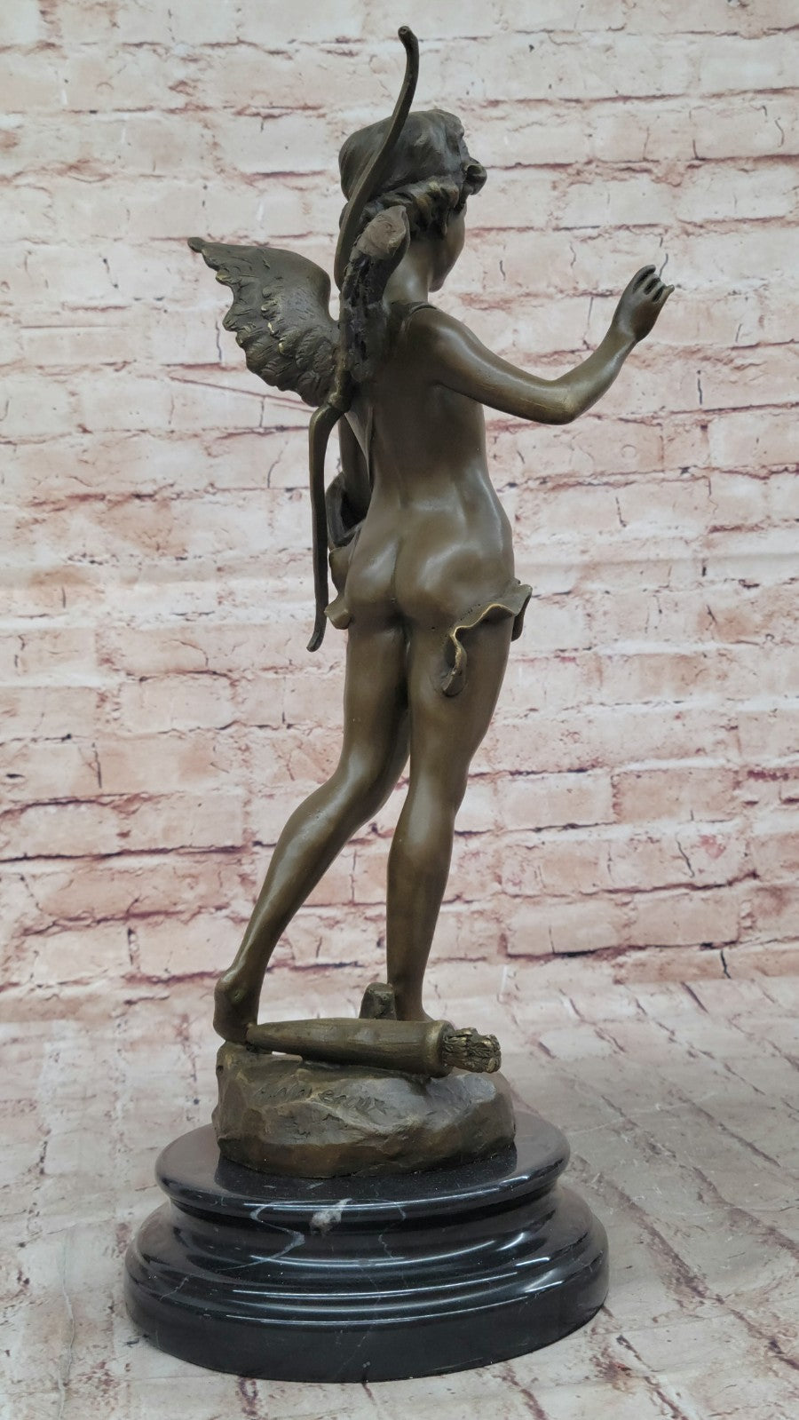 Collectible Art bronze sculpture Putti Cupid Art Deco Mythical Valentine Gift NR
