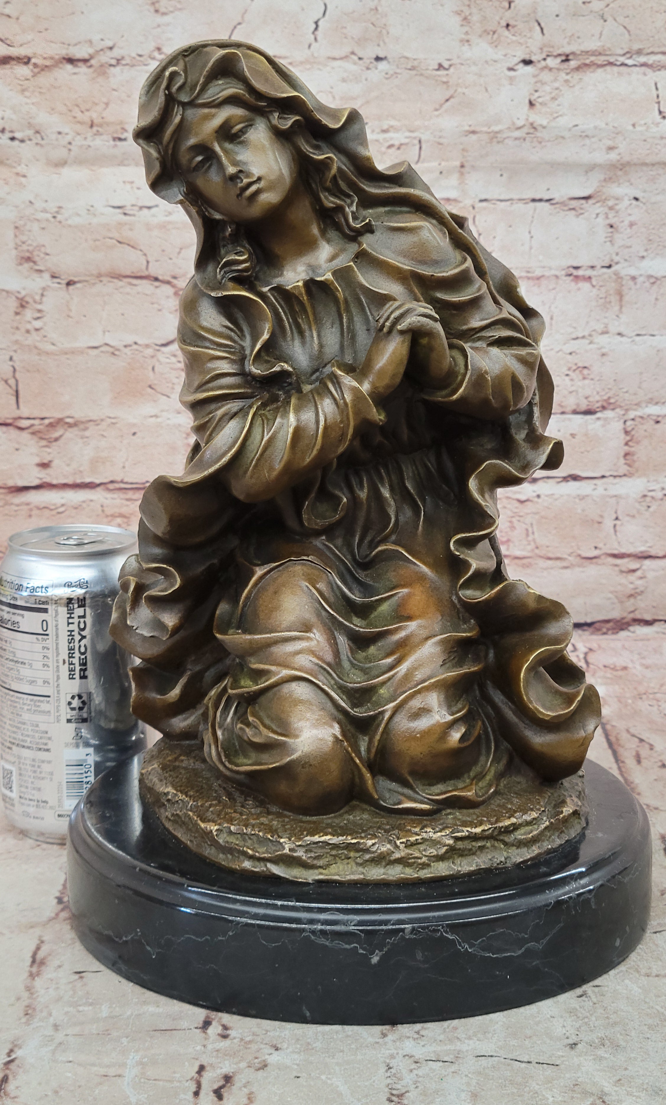 Bronze Virgin Mary Praying Statue Religious Canova Sculpture Handmade Figurine
