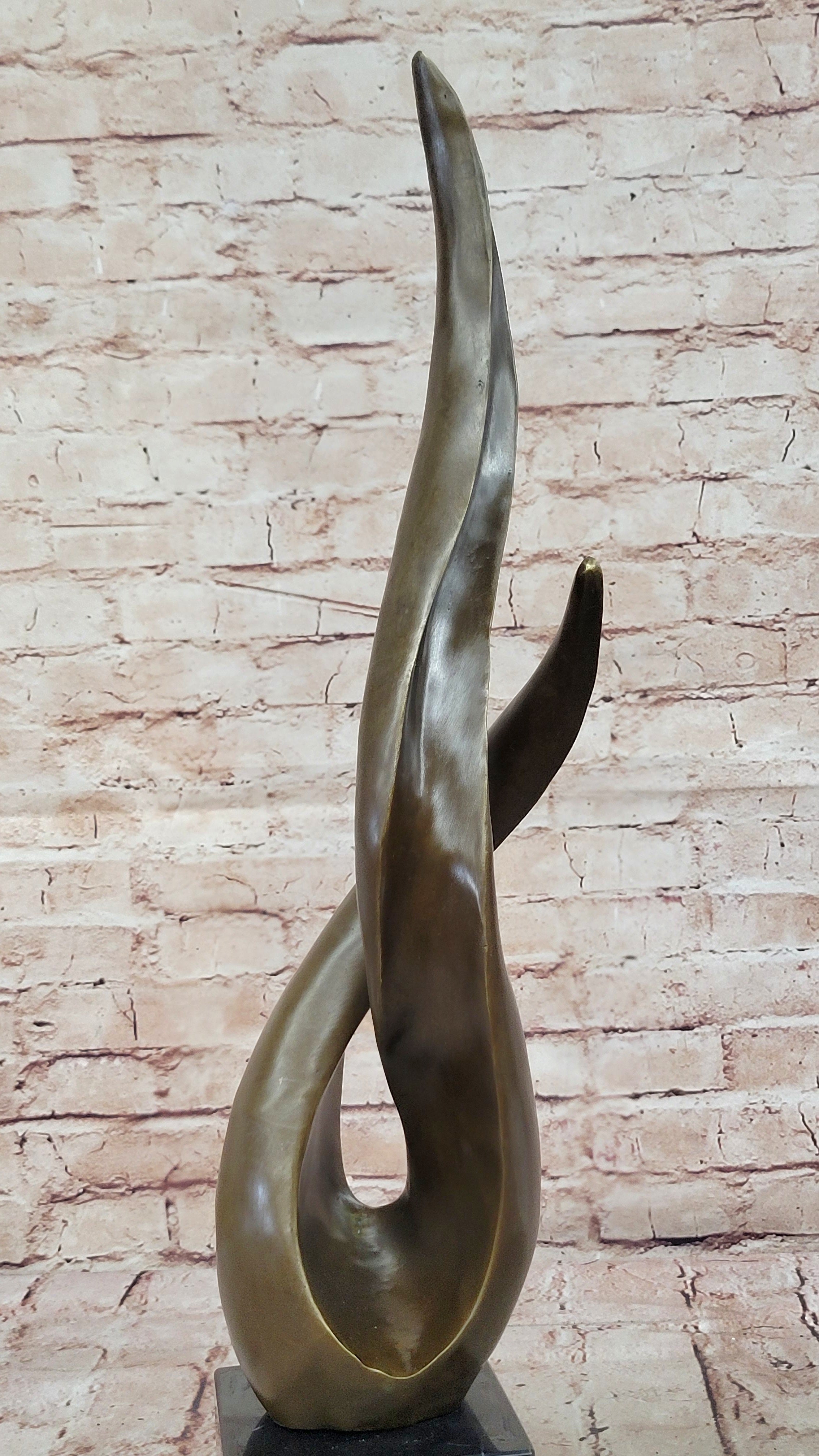Modern Milo Bronze Twisted Flame Sculpture Abstract Statue Collectible Art