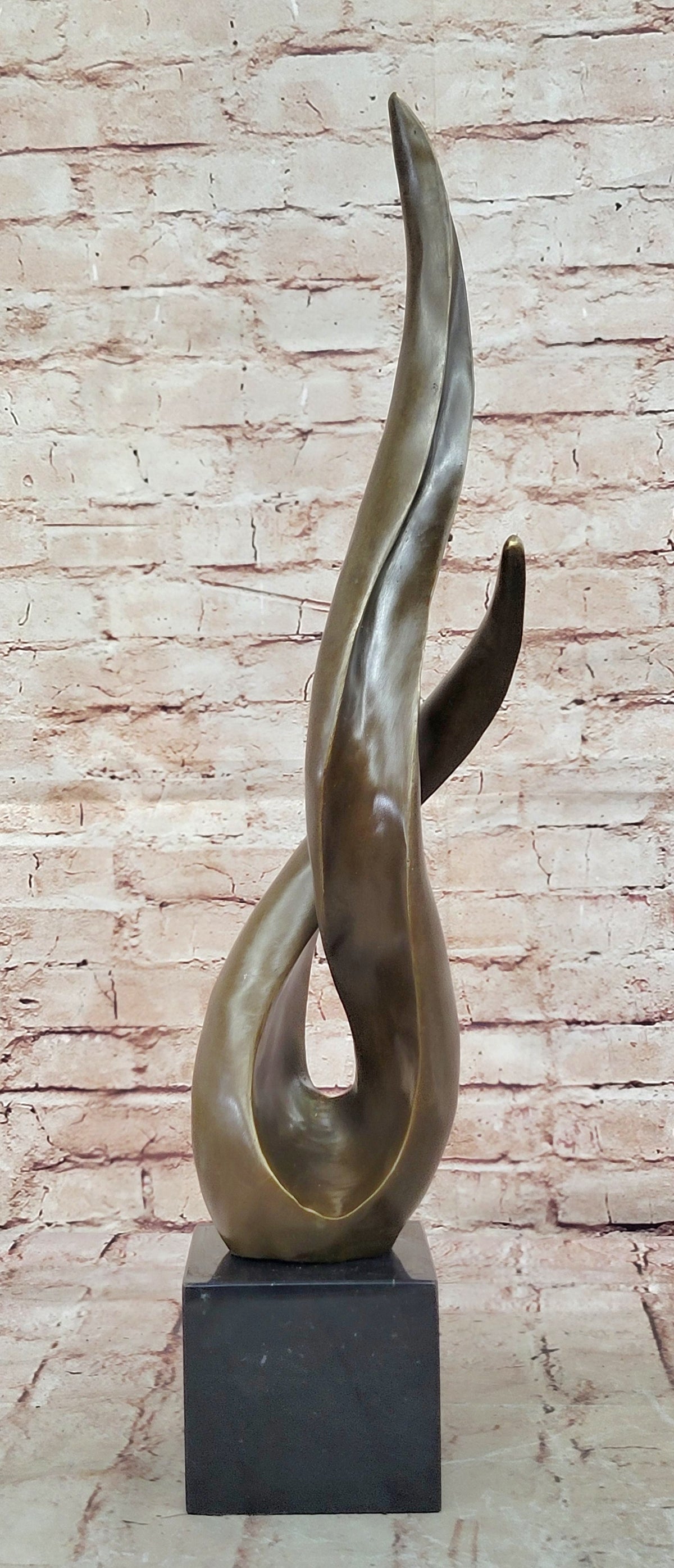 Modern Milo Bronze Twisted Flame Sculpture Abstract Statue Collectible Art