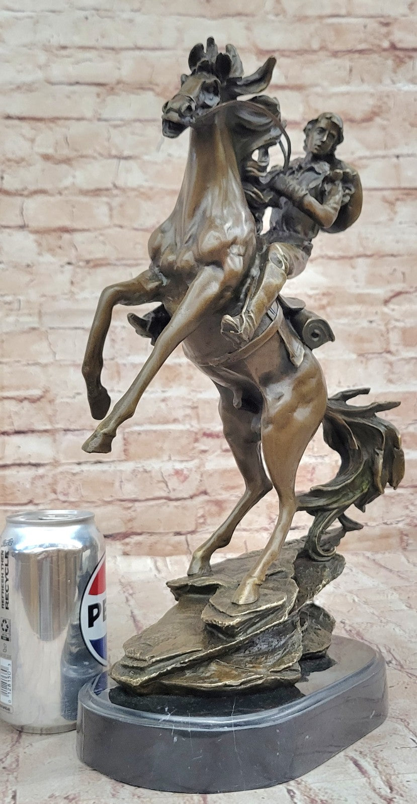 Rare Collectible Large Remington Tribute Horse And Cowboy Bronze Sculpture