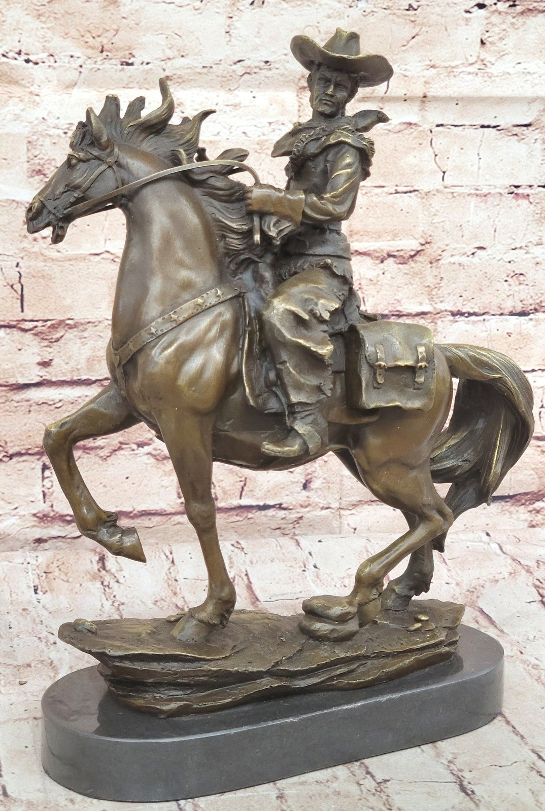 Handcrafted bronze sculpture SALE Dec Ranch Marble Horse Cowboy Western Country