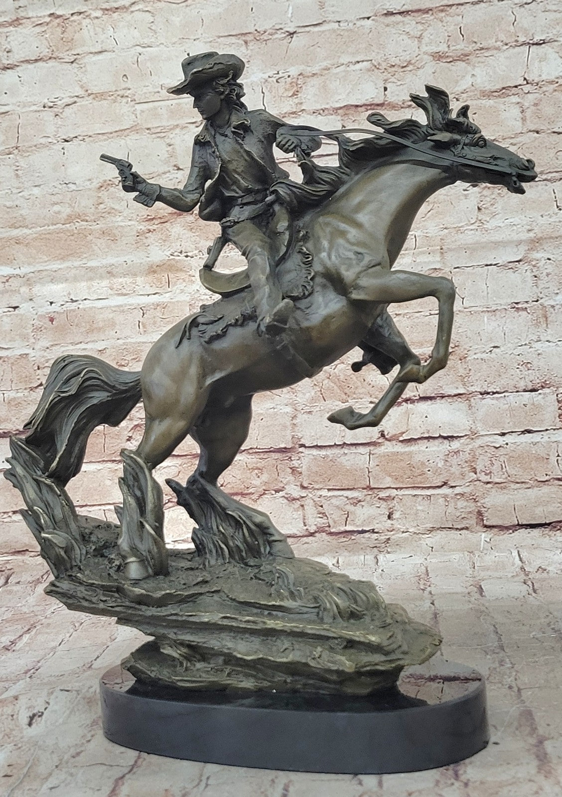 Western Cowboy Bronze Sculpture Horse Small Rodeo Rider Same Day SHIPPING New