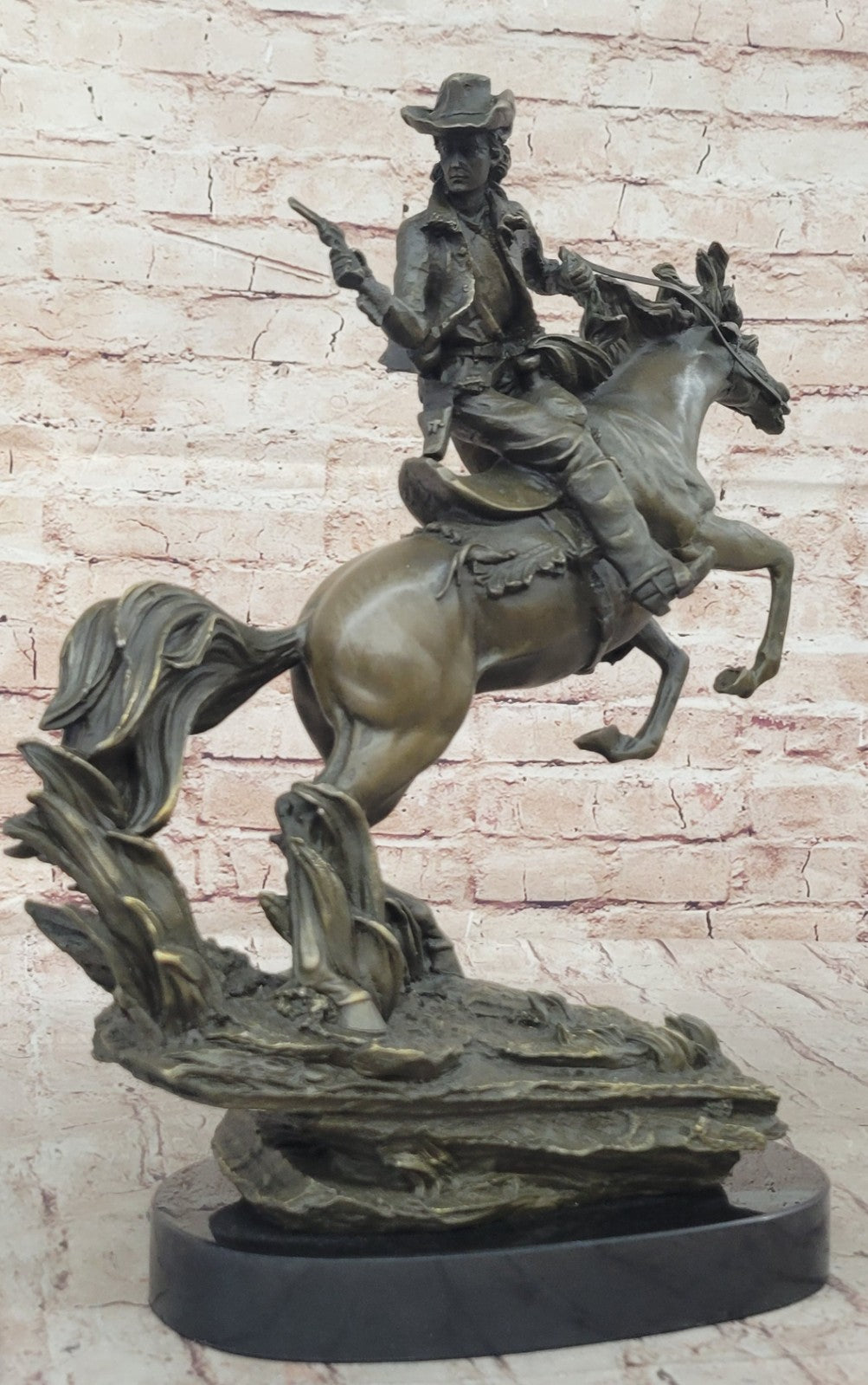 Western Cowboy Bronze Sculpture Horse Small Rodeo Rider Same Day SHIPPING New