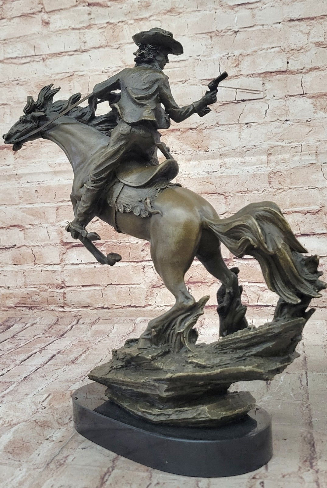 Western Cowboy Bronze Sculpture Horse Small Rodeo Rider Same Day SHIPPING New